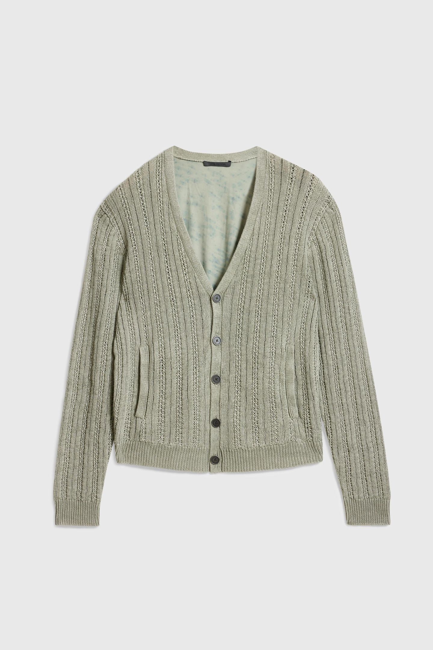 KLIMENT LINEN CARDI W WOVEN BACK PANEL SAGE BRUSH 3