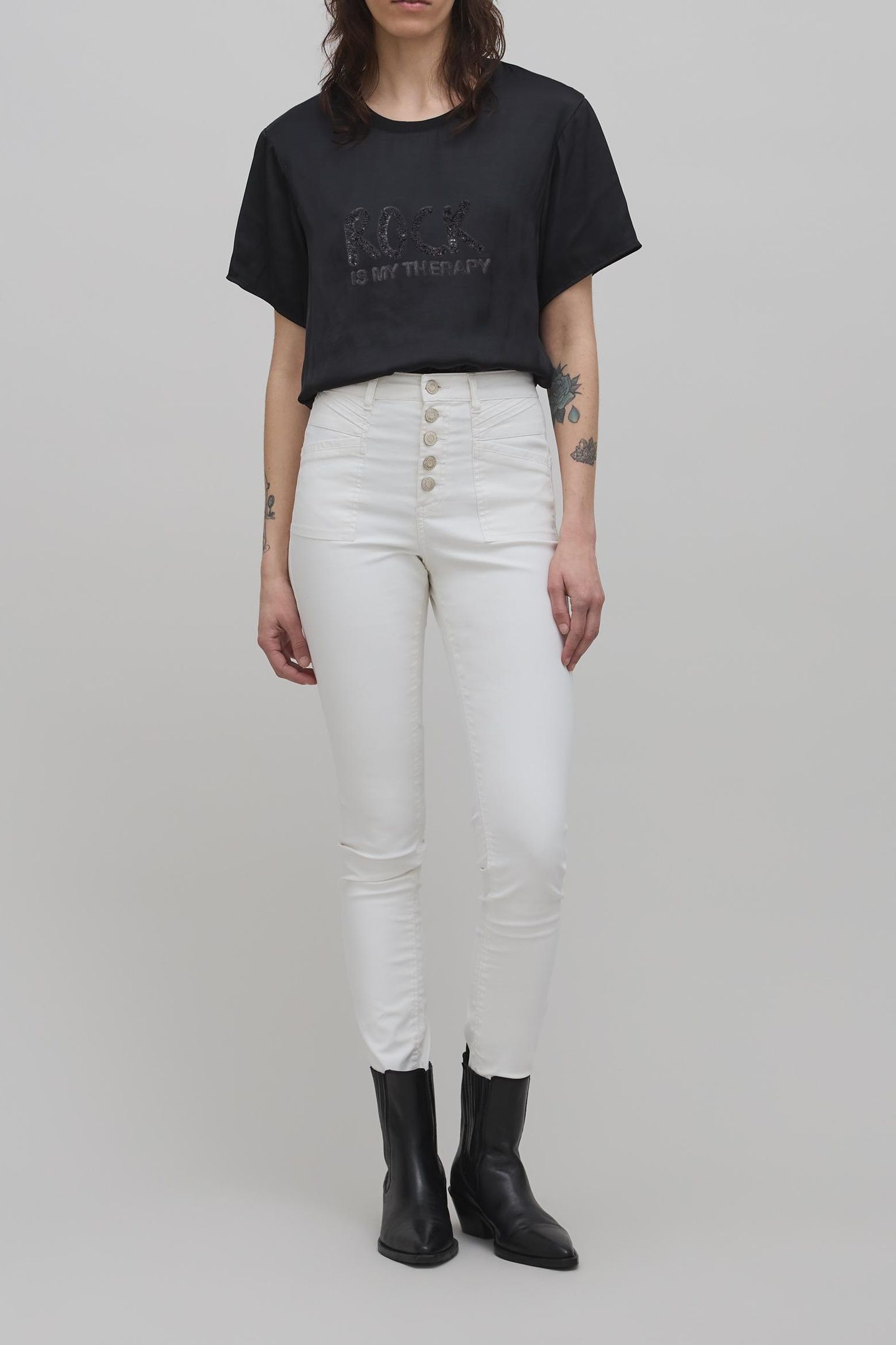 BLACK RECYCLED POLYESTER SEQUIN EMBROIDERED 1