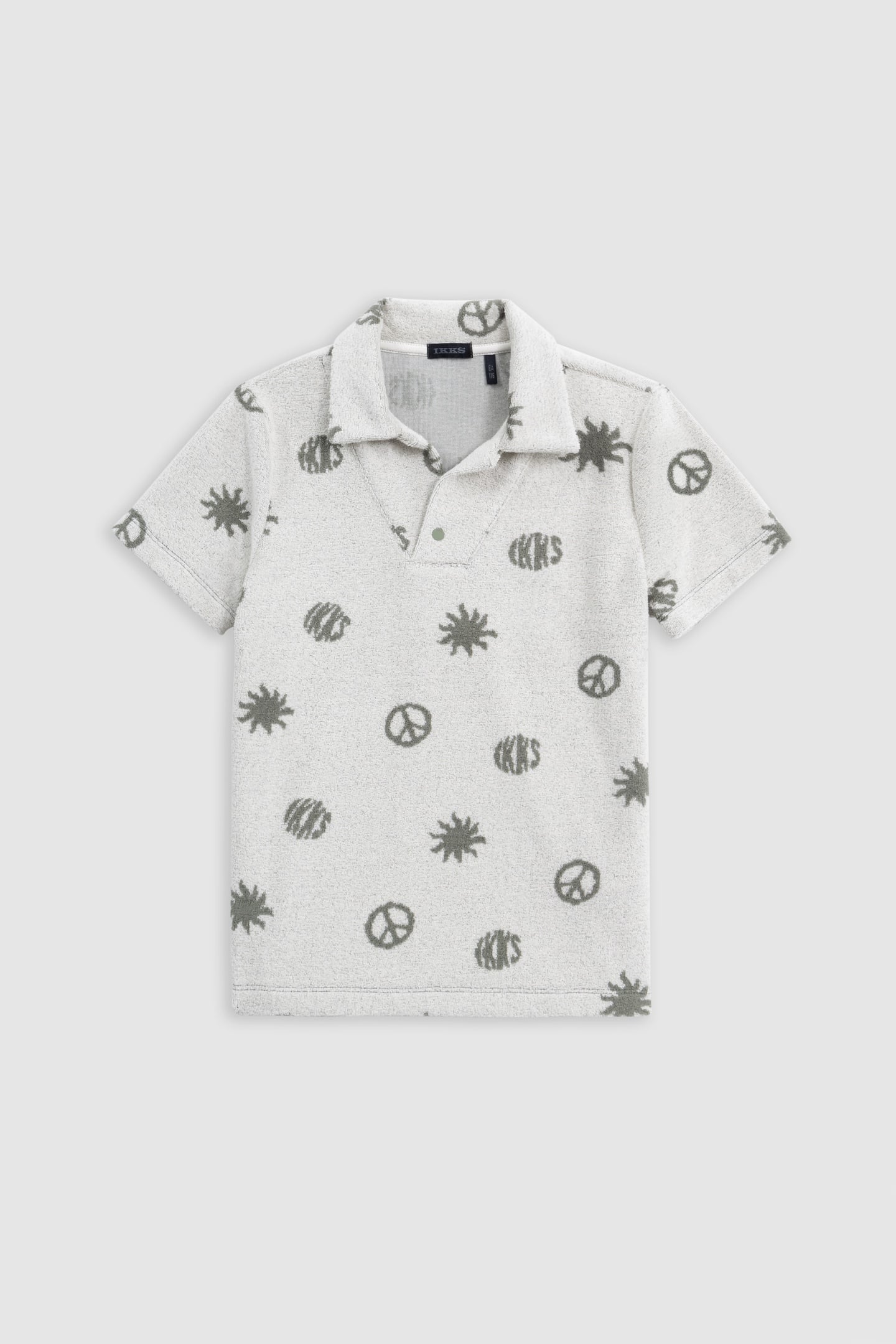 PEACE AND LOVE KHAKI TERRY POLO SHIRT 1
