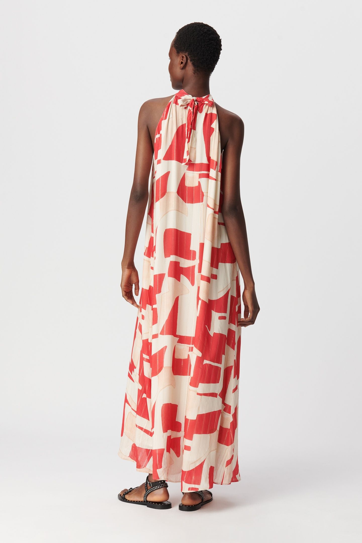 RED GEOMETRIC PRINT MAXI DRESS 3
