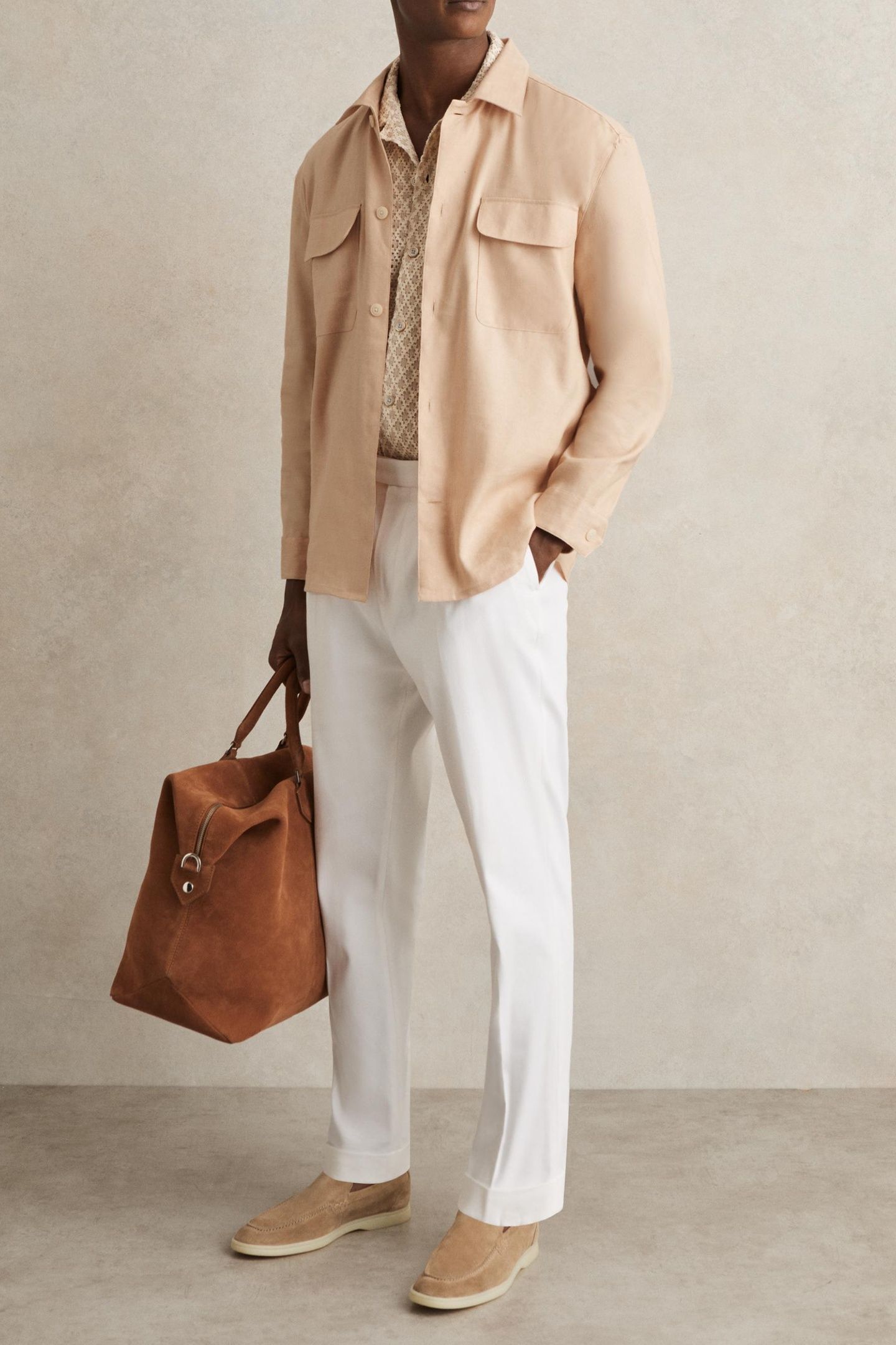 LS LINEN TWIN POCKET OVERSHIRT STONE 3