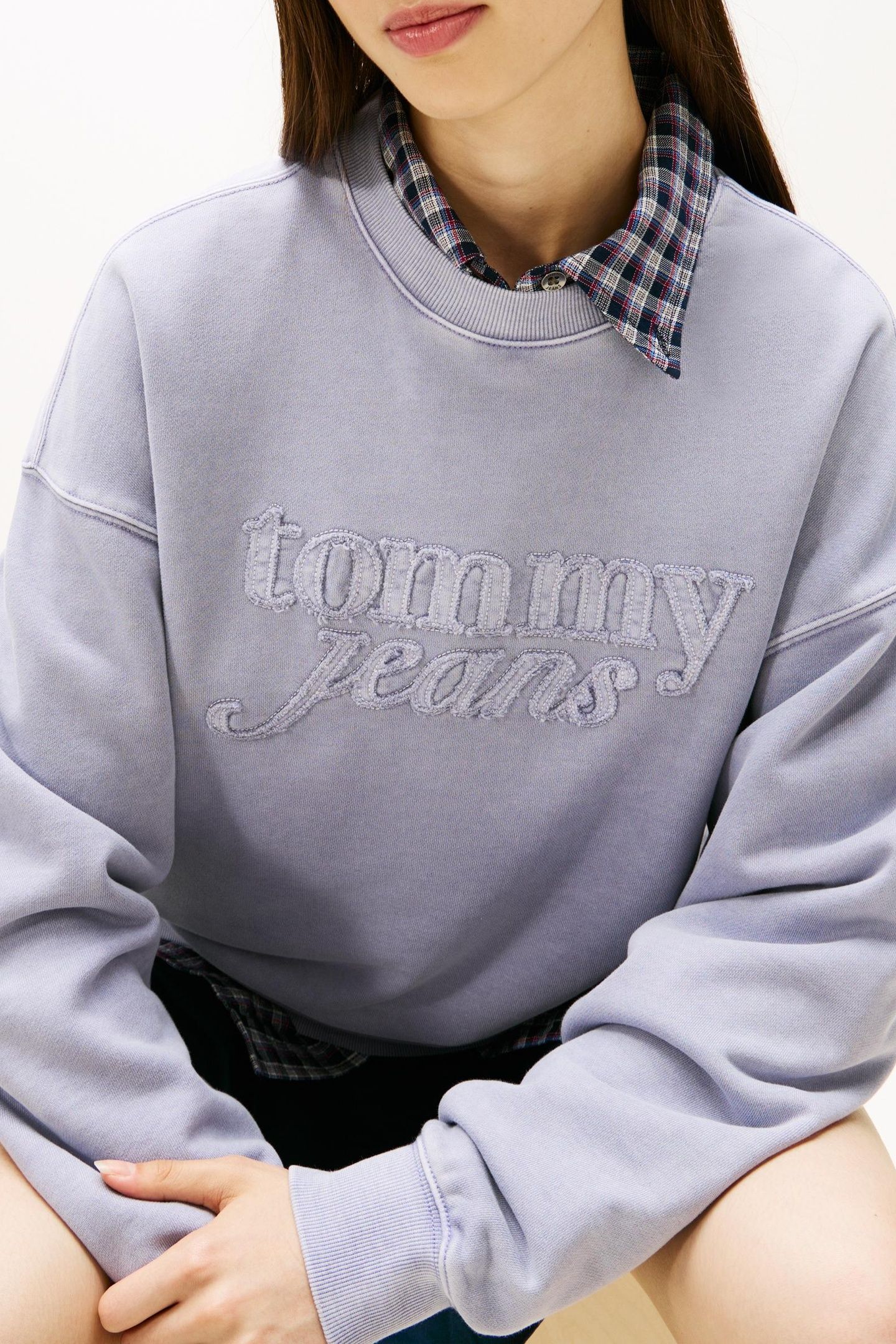 LOGO APPLIQUÉ WASHED BOXY SWEATSHIRT PERIWINKLE DUSK 4