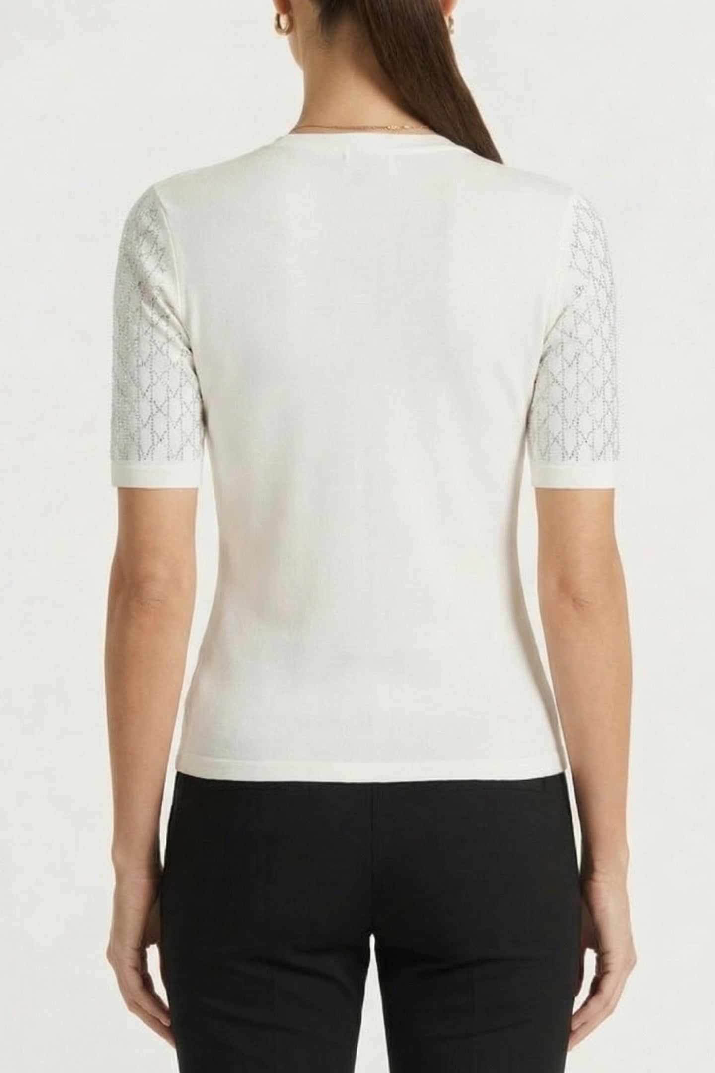 MARCIANO BY GUESS ARIA 3/4 SLEEVE V NECK TOP MACADAMIA 2