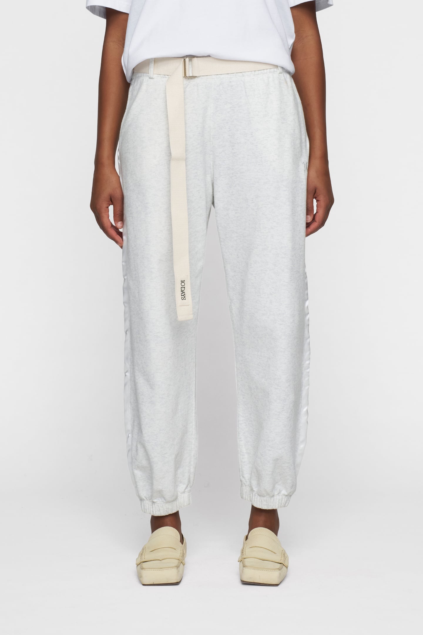 BELTED BAR JOGGER FLEECE WHITE MELEE 6