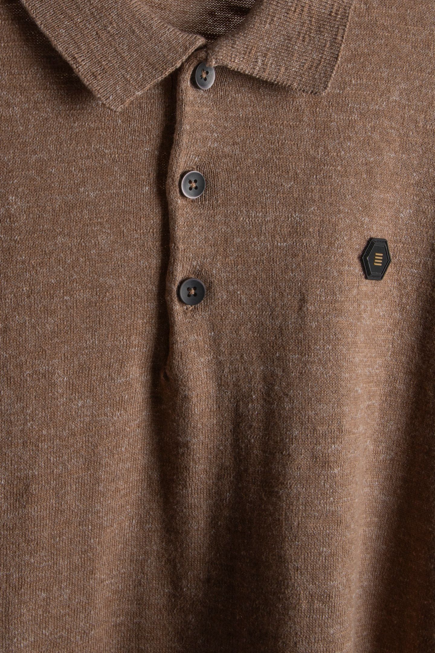 PULLOVER SHORT SLEEVE POLO MELANGE WITH LINEN KHAKI 6
