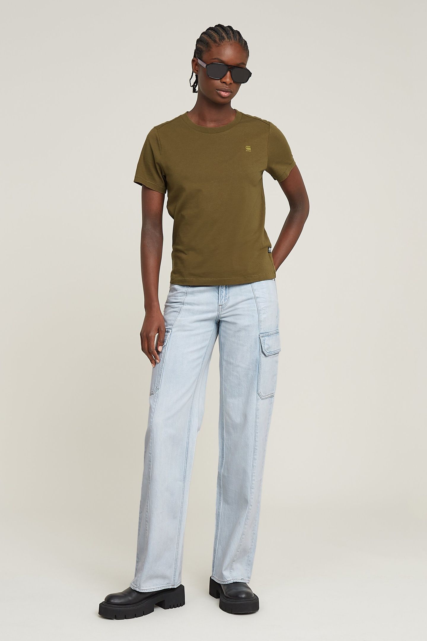 JUDEE CARGO DENIM JEANS SUN FADED PISCINA BLUE 1