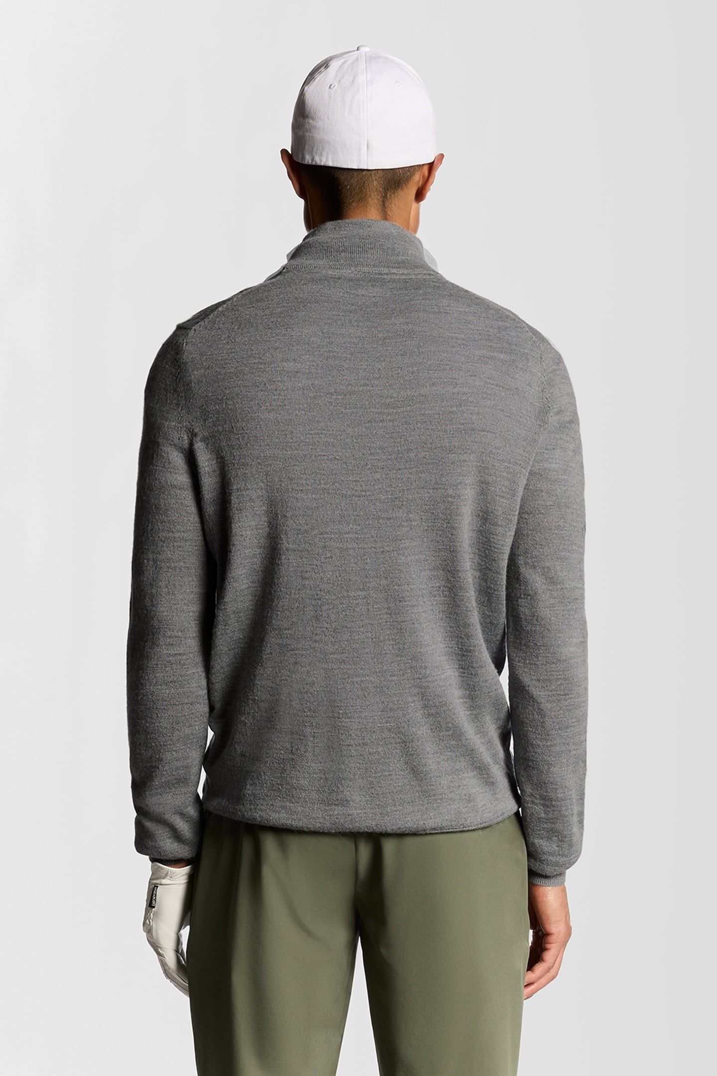 EMBROIDERED 1/4 ZIP MERINO KNIT MID GREY MARL 3