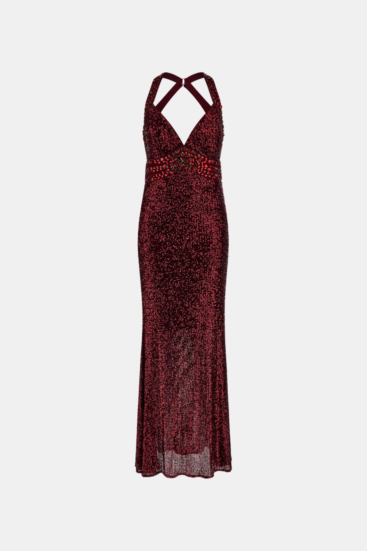 MARCIANO BY GUESS MILANA SEQUIN GOWN DARK JAM RED MULTI 4