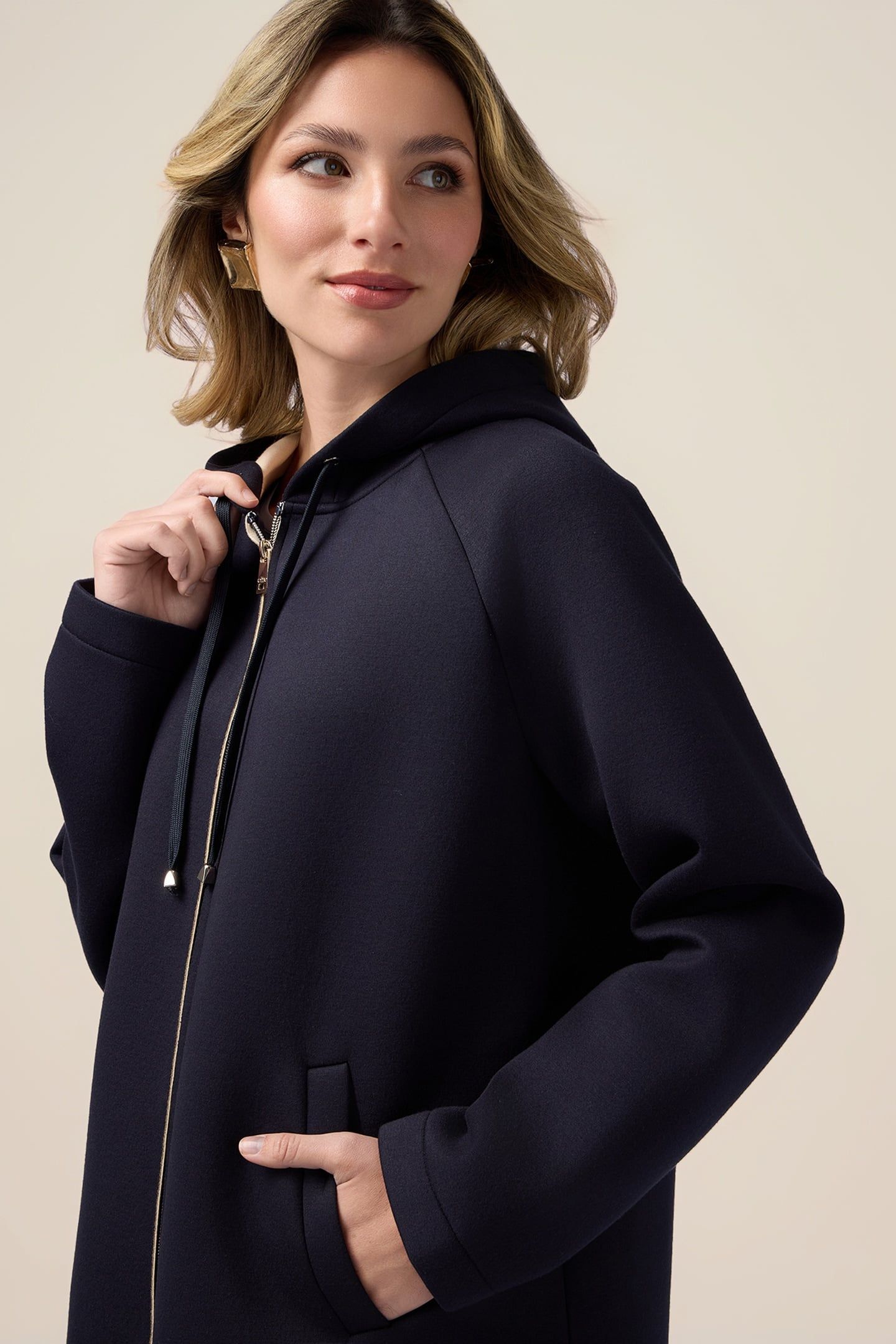 SWEATSHIRT JACKET IN SCUBA FABRIC BLUE 1