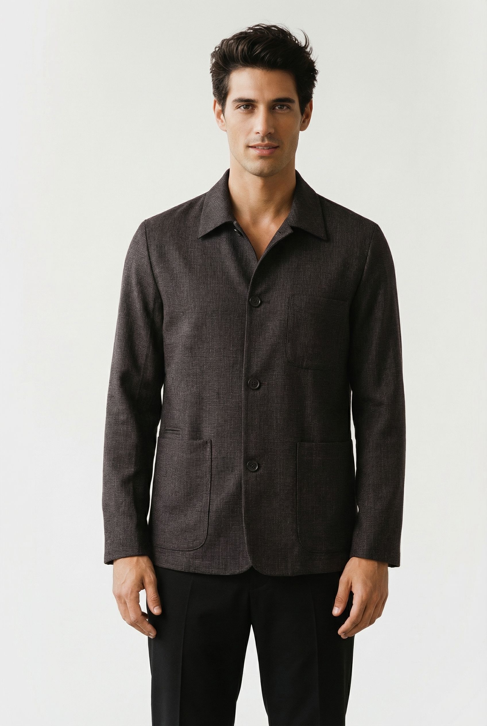 4BTN CASUAL JKT DARK BROWN 1