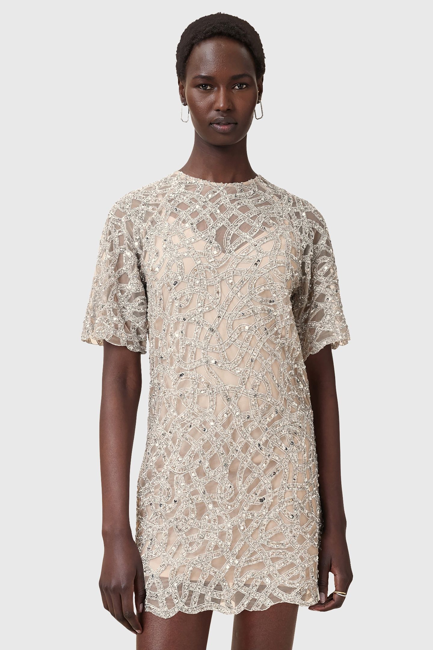 EVA EMB DRESS WHITE/SILVER 2
