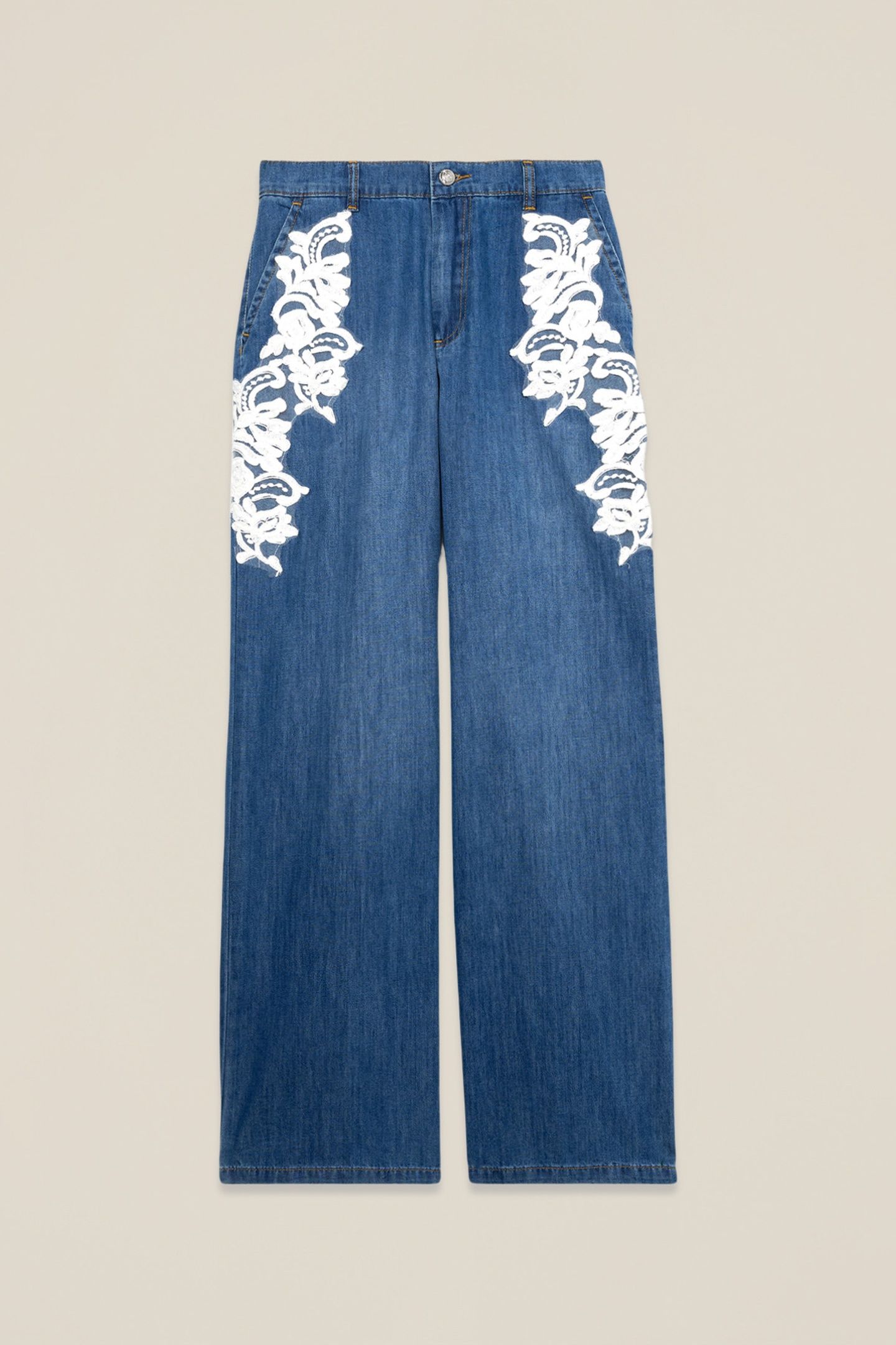 PALAZZO JEANS WITH DECORATIVE EMBROIDERY BLUE 4