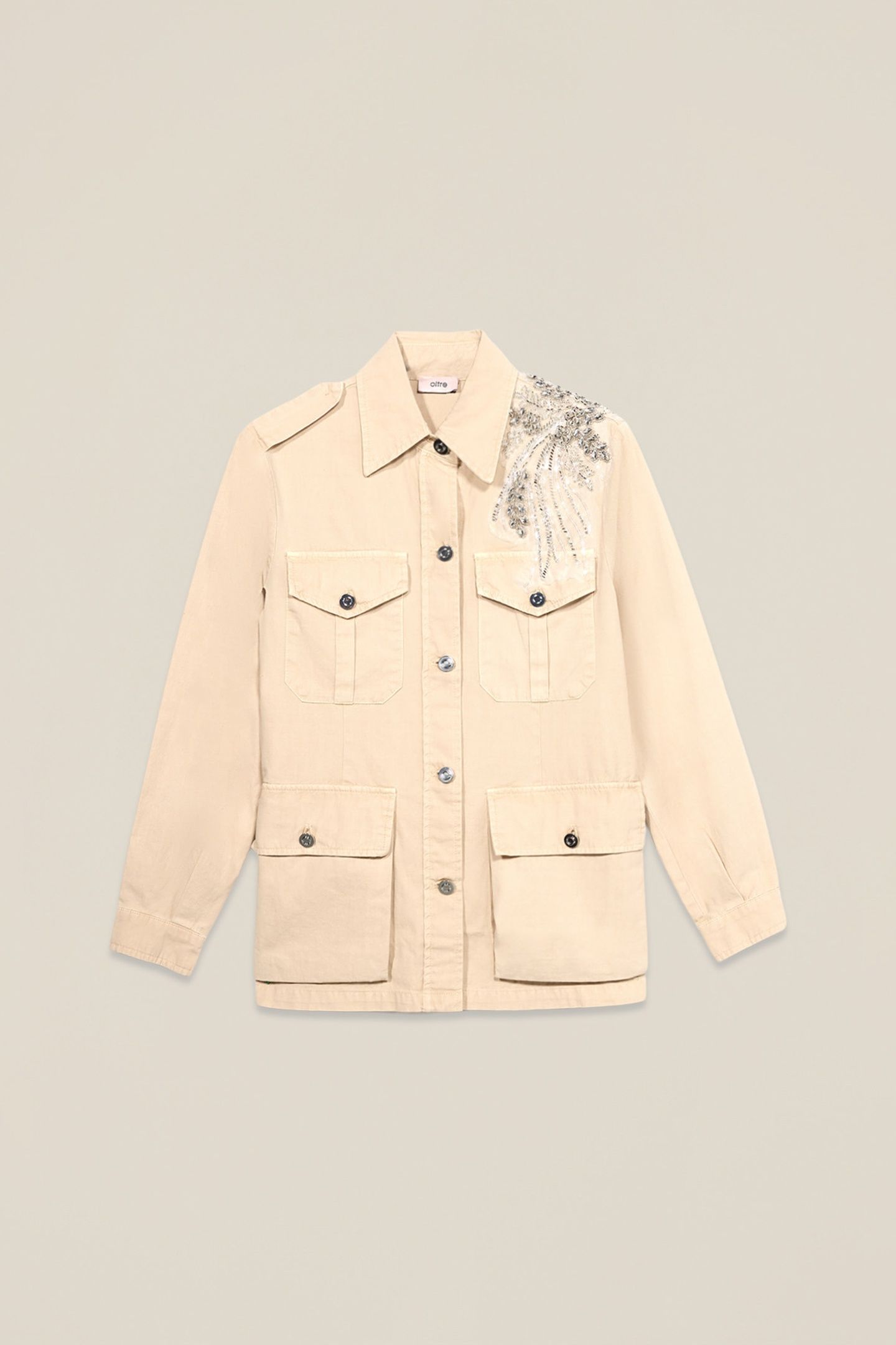 COTTON JACKET WITH JEWEL EMBROIDERY BEIGE 4