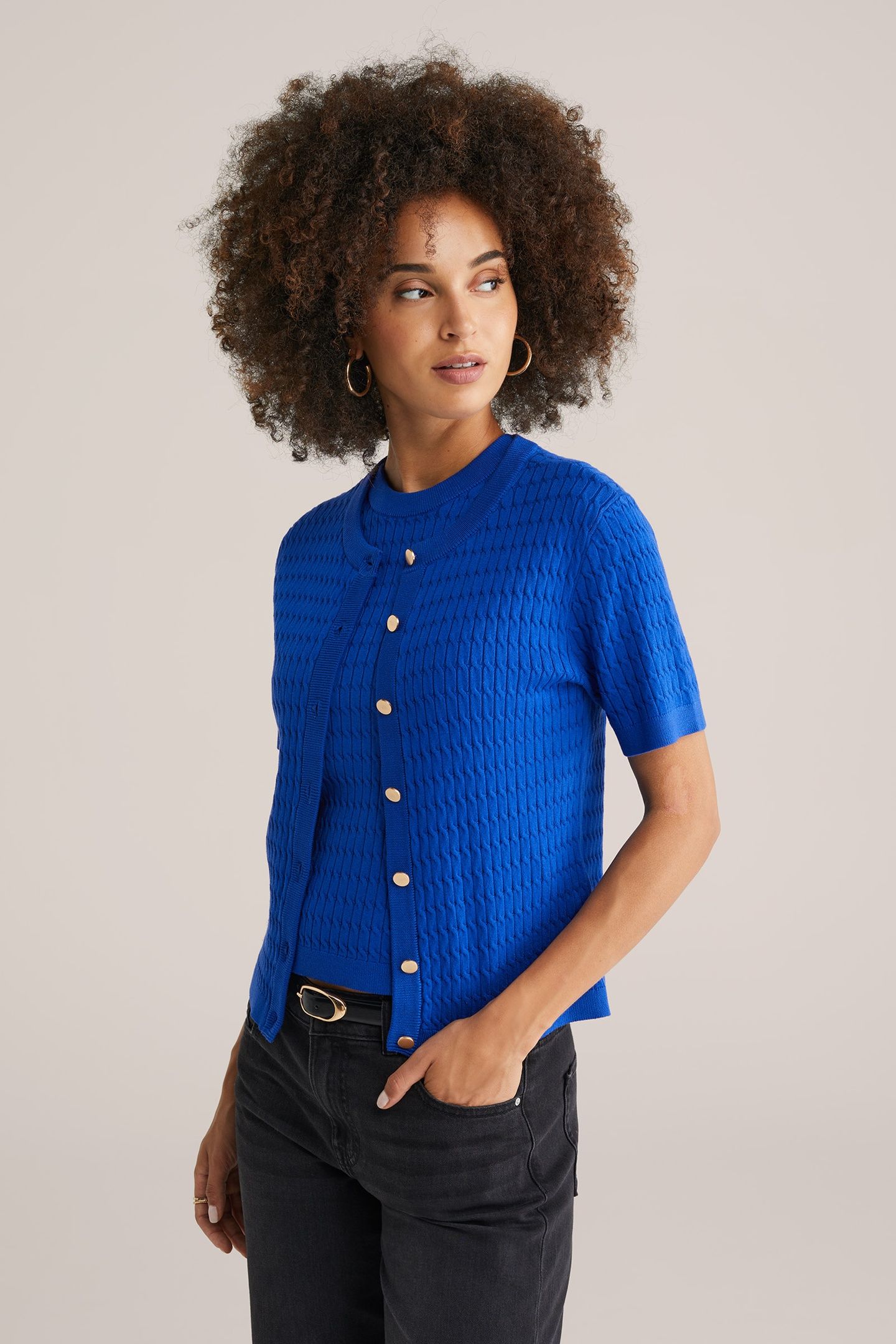 KNITTED CARDIGAN COBALT BLUE 1