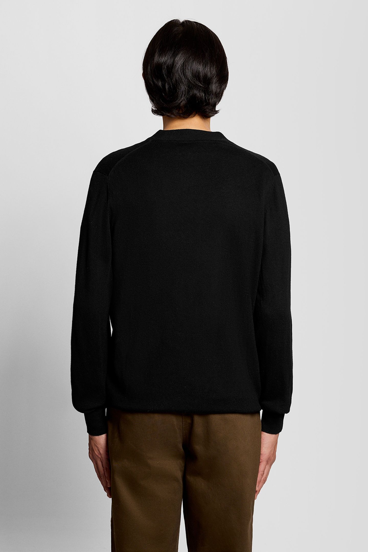 COTTON MERINO V NECK CARDIGAN JET BLACK 3