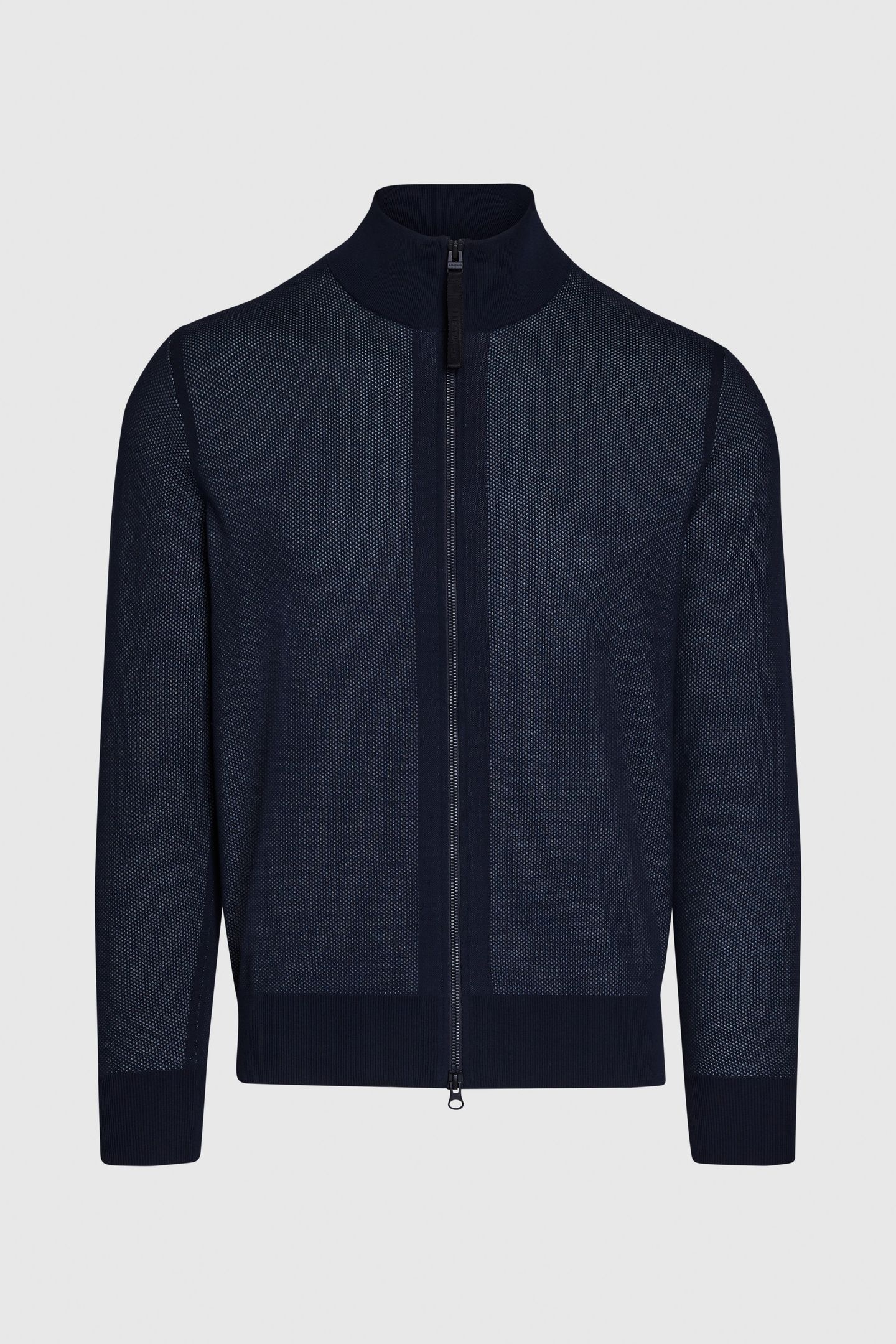 FAWAN V1.Y9.01 FLAT-KNIT-JACKET DARK NAVY/FOG BLUE 3