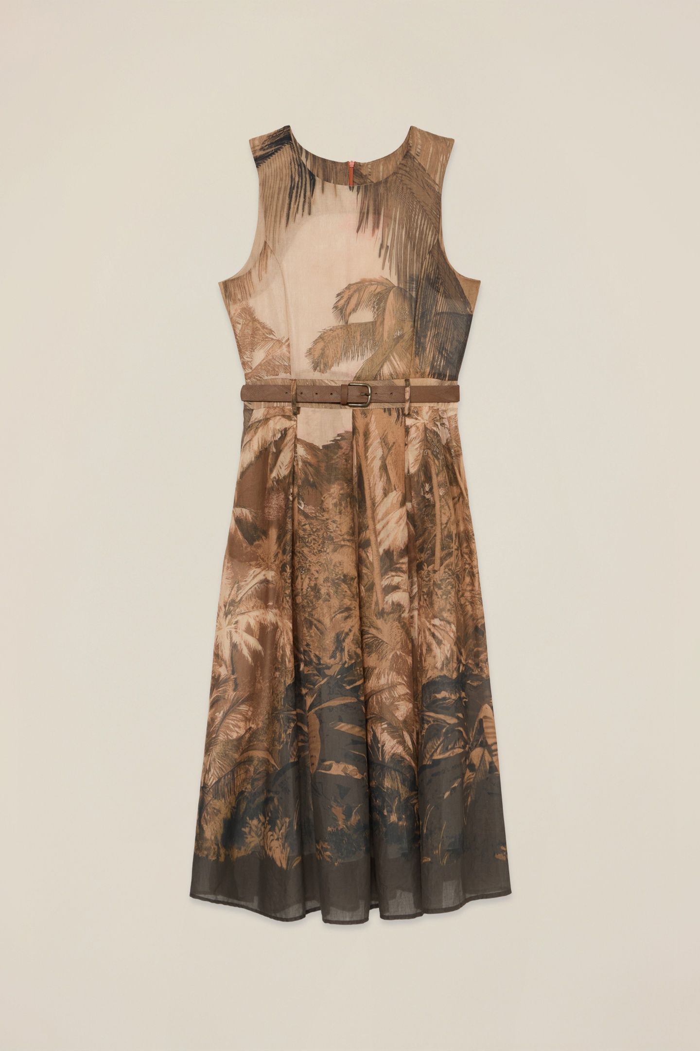 PATTERNED COTTON MUSLIN DRESS BROWN 4