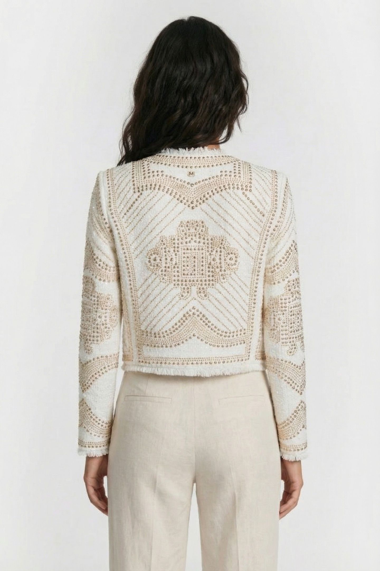 MARCIANO BY GUESS HELENE CROPPED STUDDED JACKET WHITE / GOLD 2