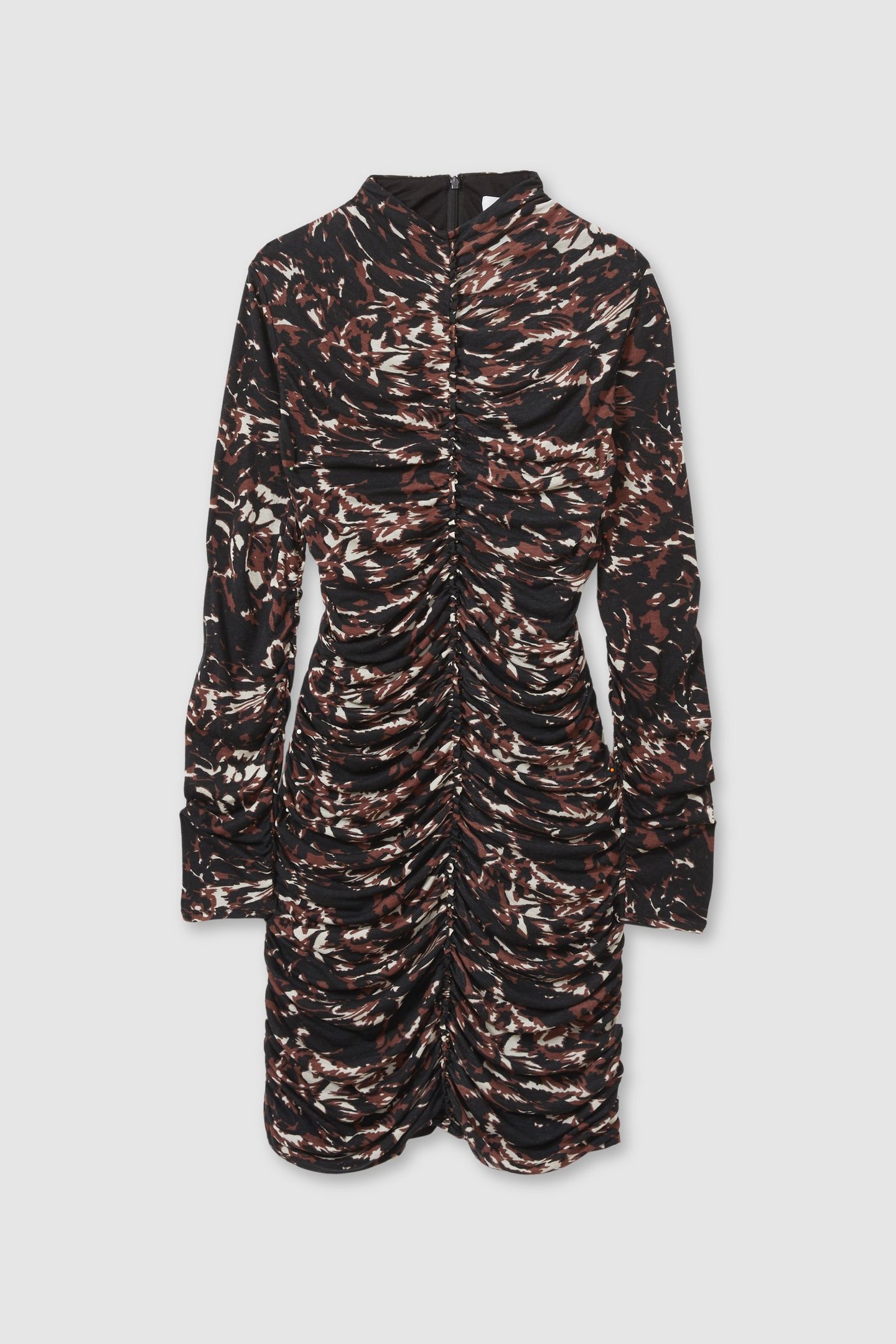 PRINT LONG SLEEVE JERSEY SHORT DRESS BLACK 3