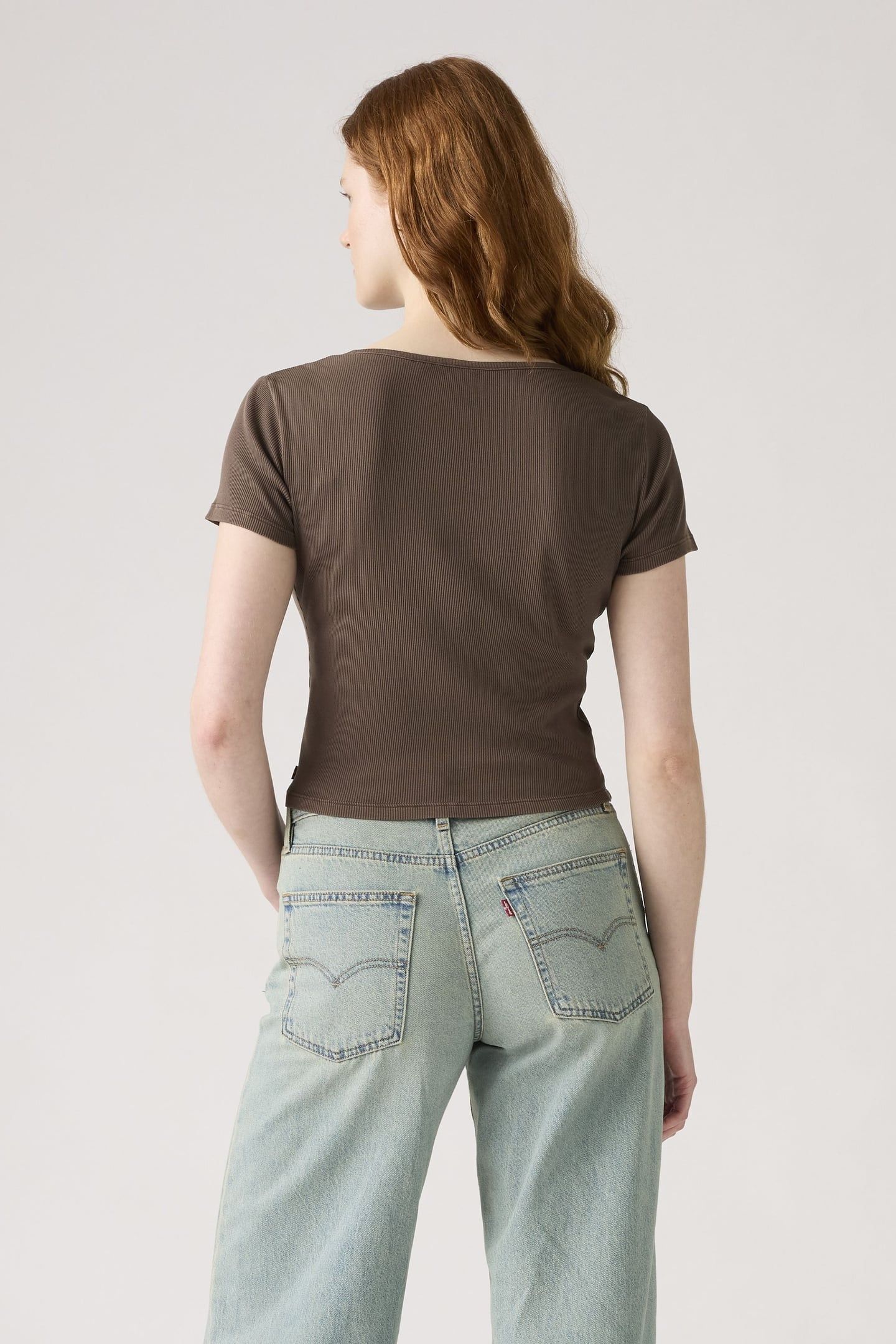 ESSENTIAL SQUARE NECK TEE BROWN 3