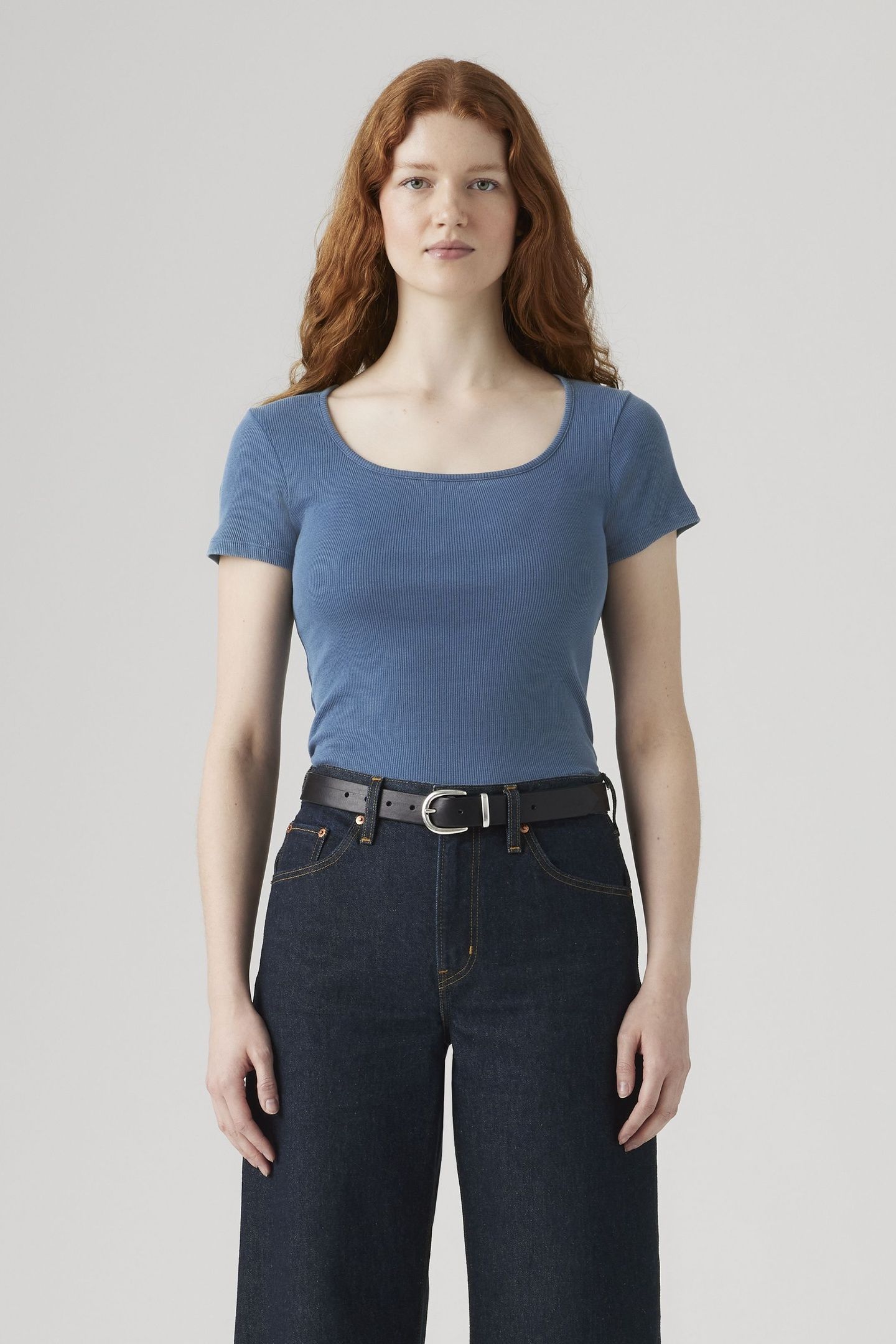 ESSENTIAL SQUARE NECK TEE BLUE 1