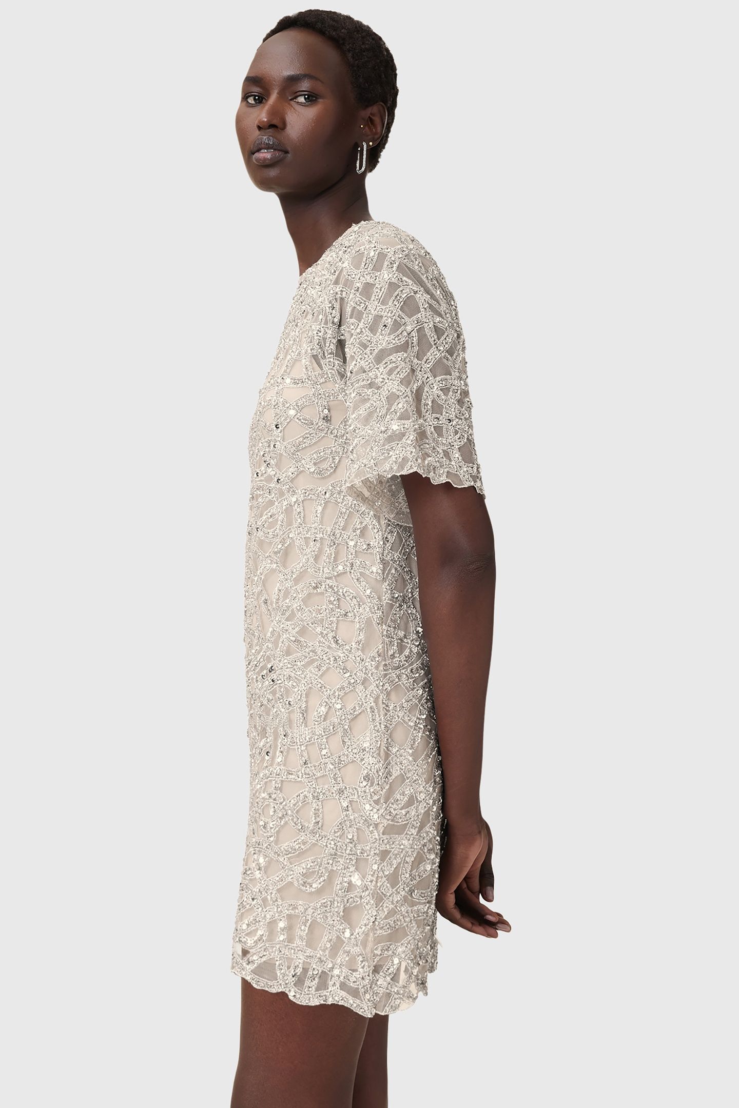 EVA EMB DRESS WHITE/SILVER 4