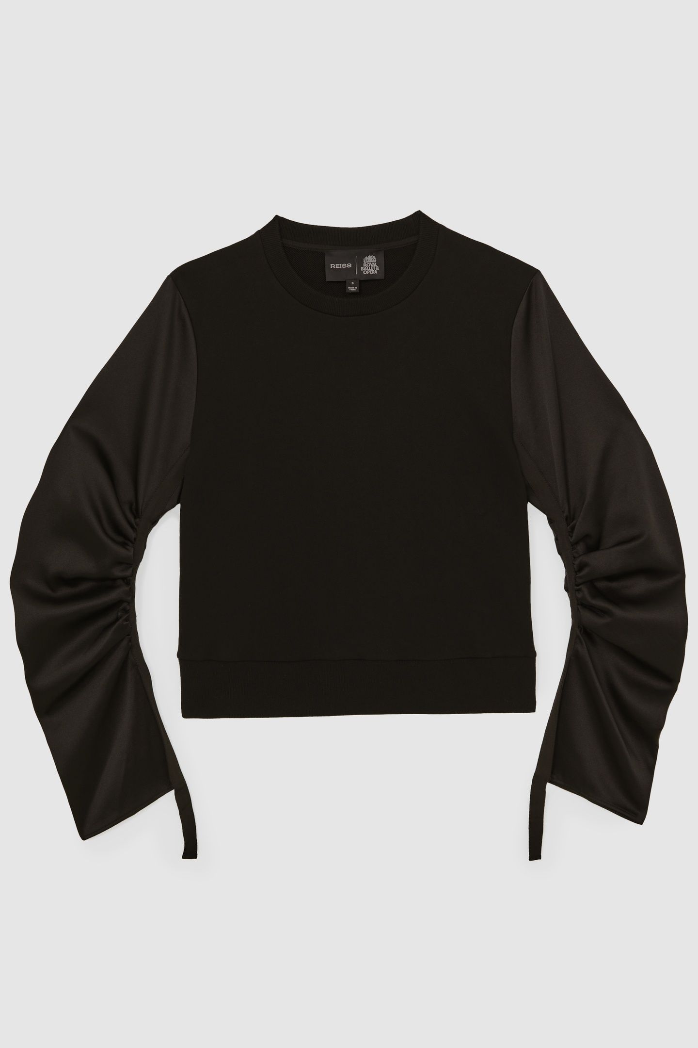 WOVEN MIXED SWEAT TOP BLACK 1