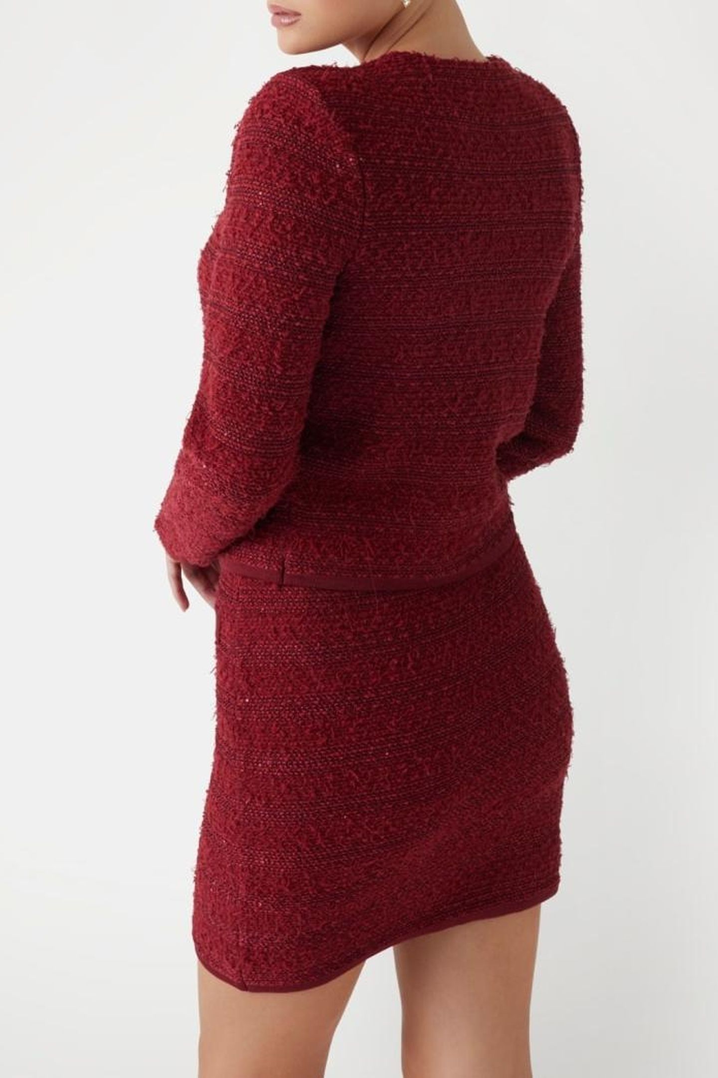 MARCIANO BY GUESS AMELIA CARDI SWEATER DARK JAM RED 3