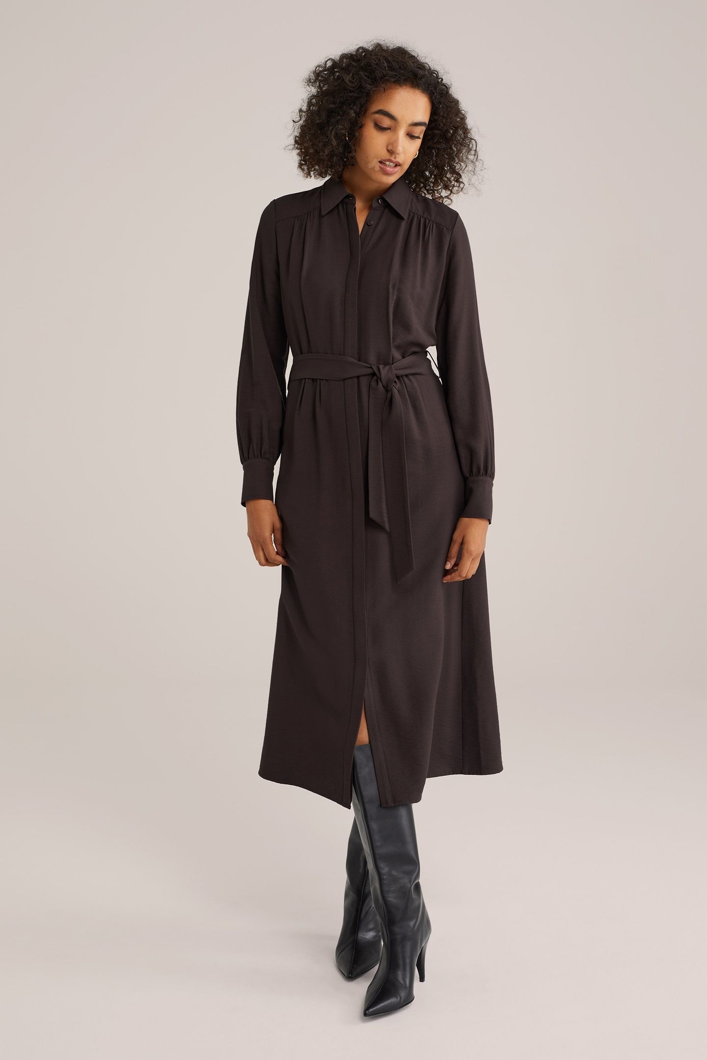 DRESS MID LENGTH BROWN 1