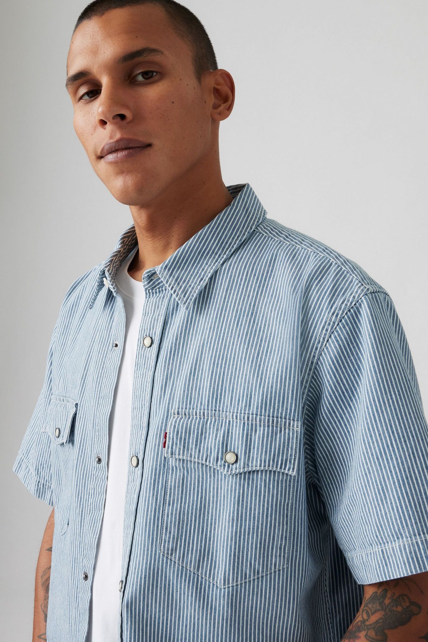 SHORT SLEEVE RELAXED WESTERN SHIRT BLUE 4