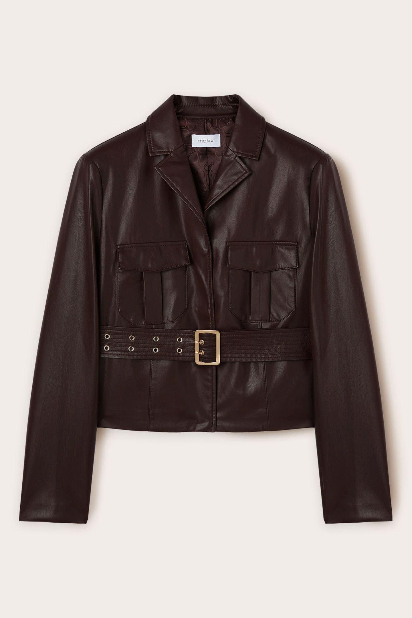 COATED FABRIC JACKET WITH BELT BROWN 4