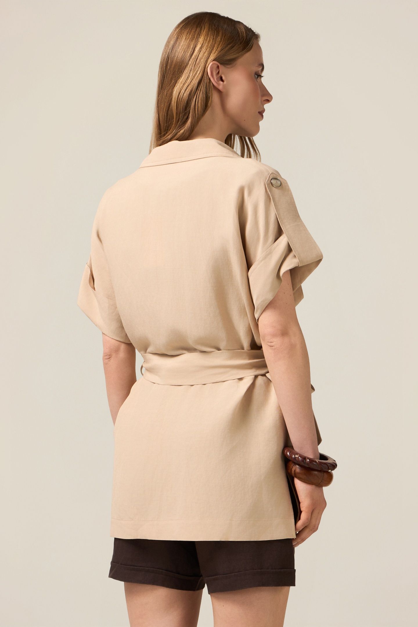 UNSTRUCTURED LINEN BLEND JACKET BEIGE 3