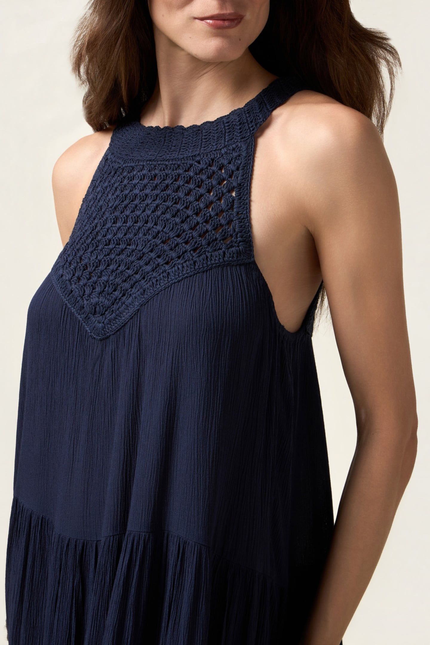 LONG DRESS WITH CROCHET INSERT BLUE 4
