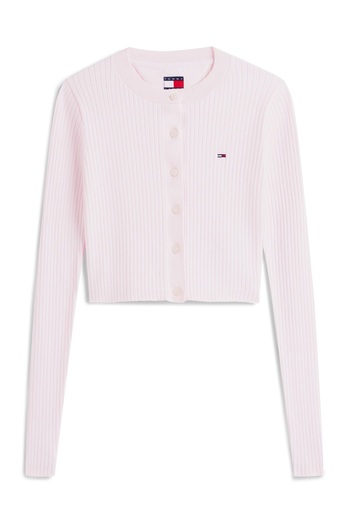 CROPPED RIB CARDIGAN LIGHT PINK 4