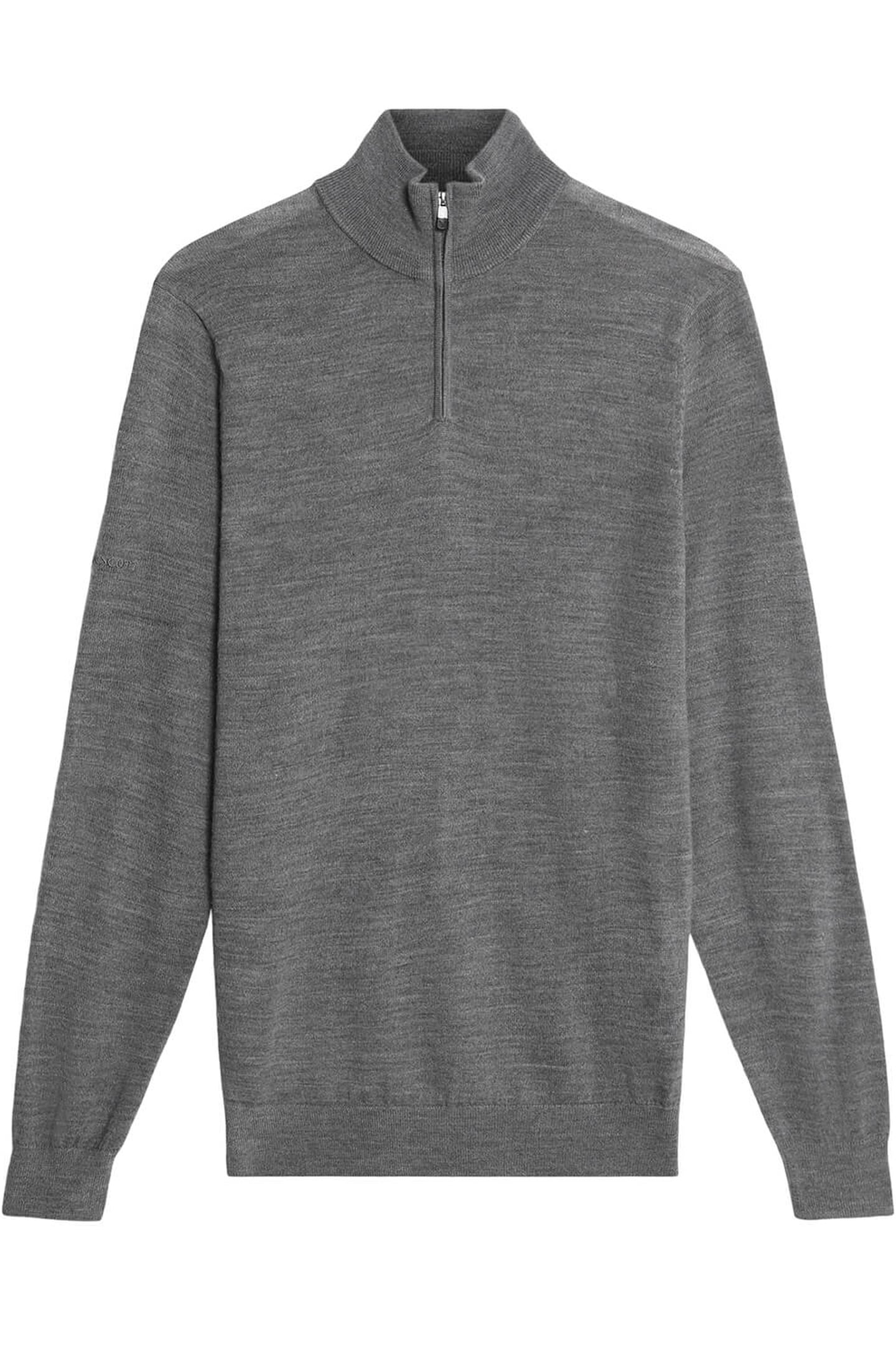 EMBROIDERED 1/4 ZIP MERINO KNIT MID GREY MARL 4
