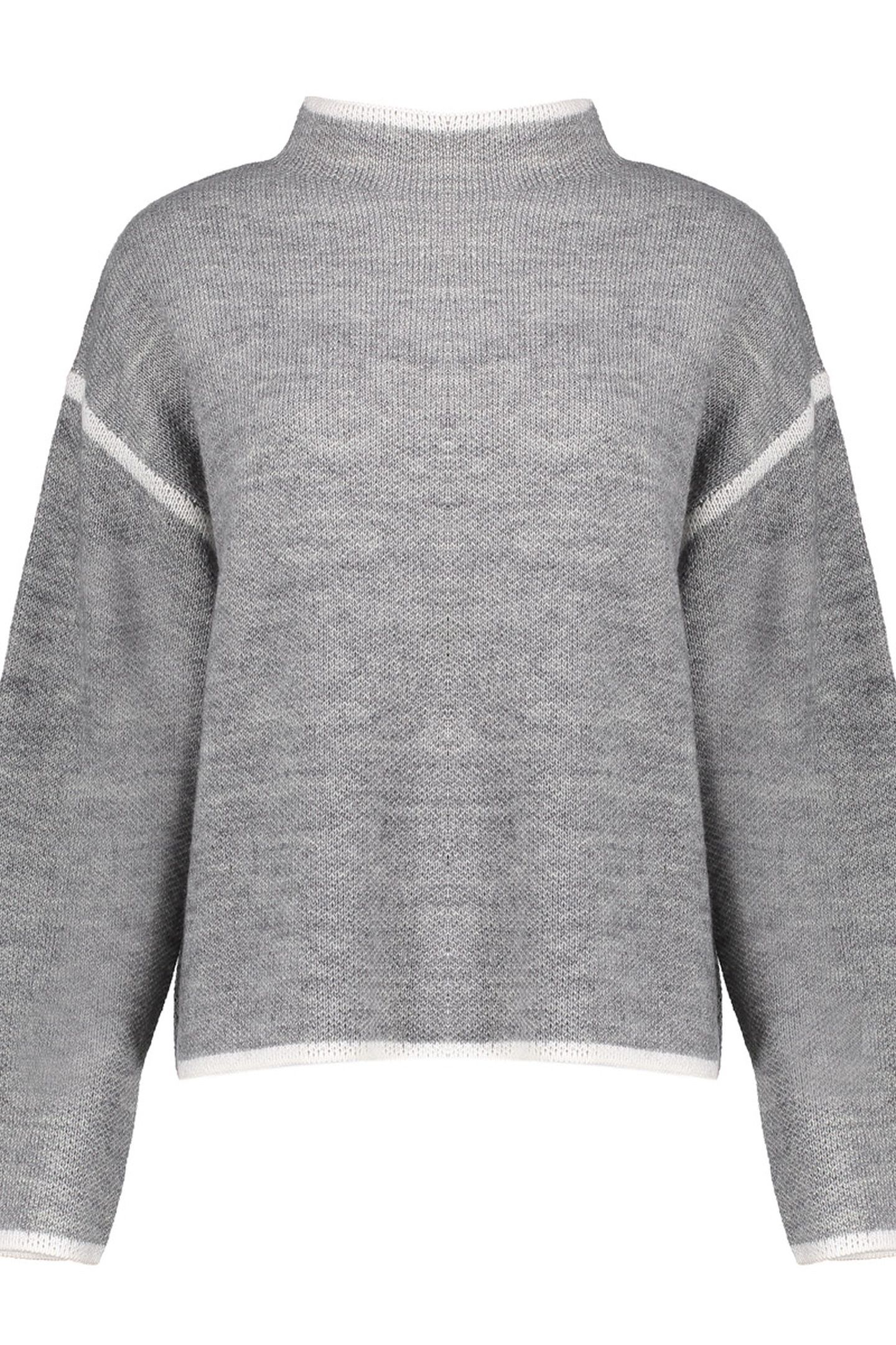 PULL TURTLE CONTRAST STRIPE GREY MELANGE/OFFWHITE 1
