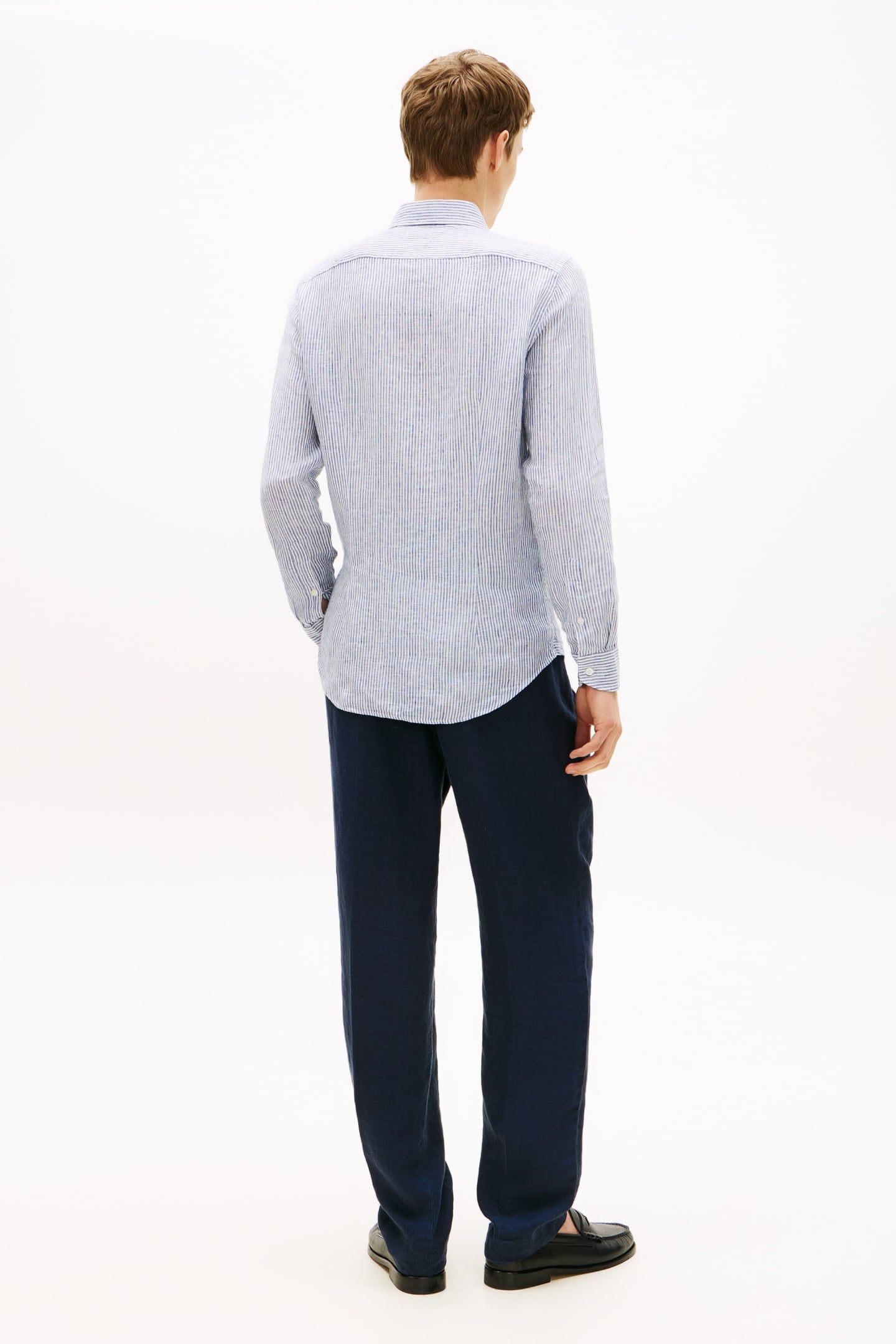 DC LINEN STRIPE SHIRT CARBON NAVY/ECRU 2