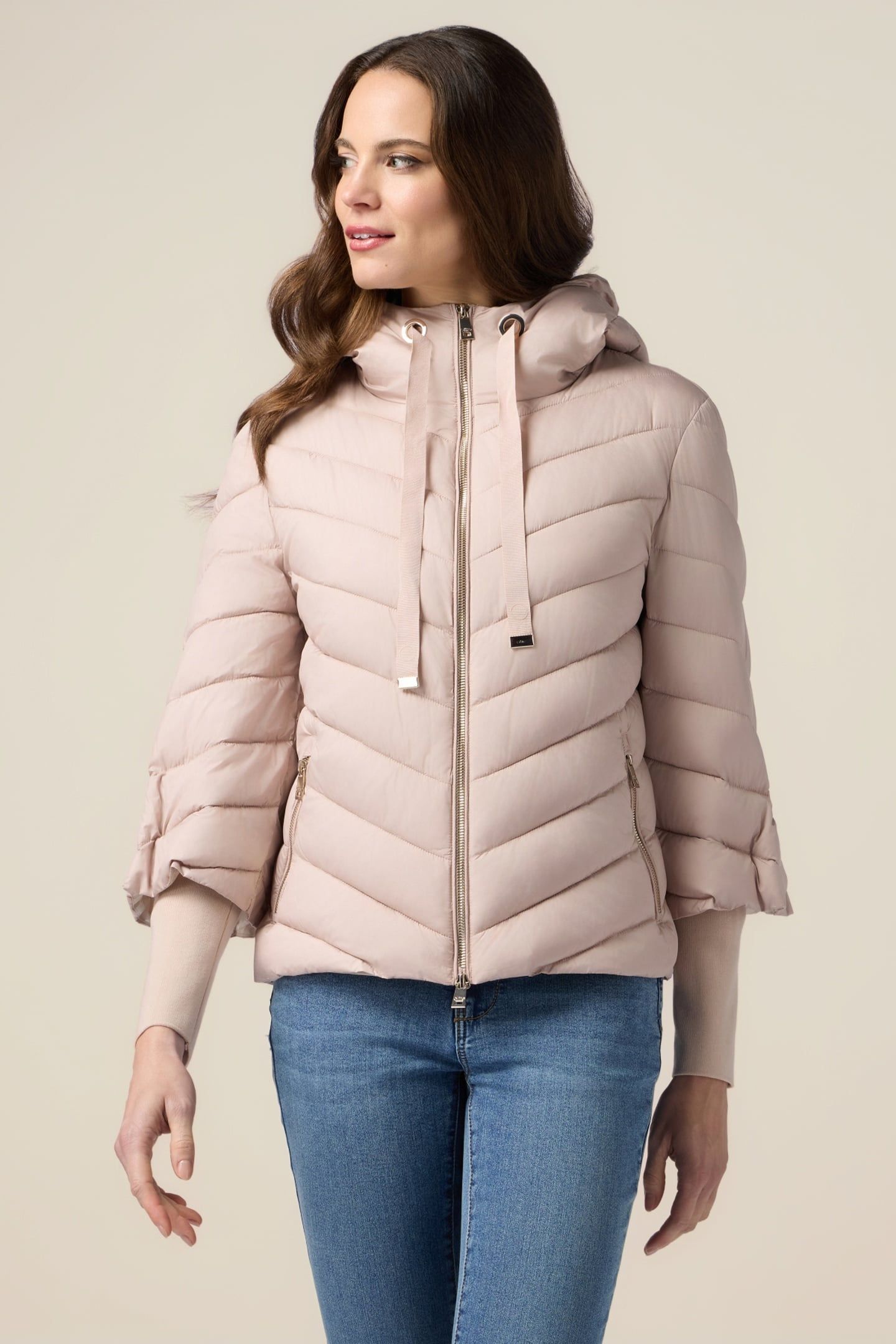 LIGHTWEIGHT DOWN JACKET WITH HOOD AND CUFFS PINK 1