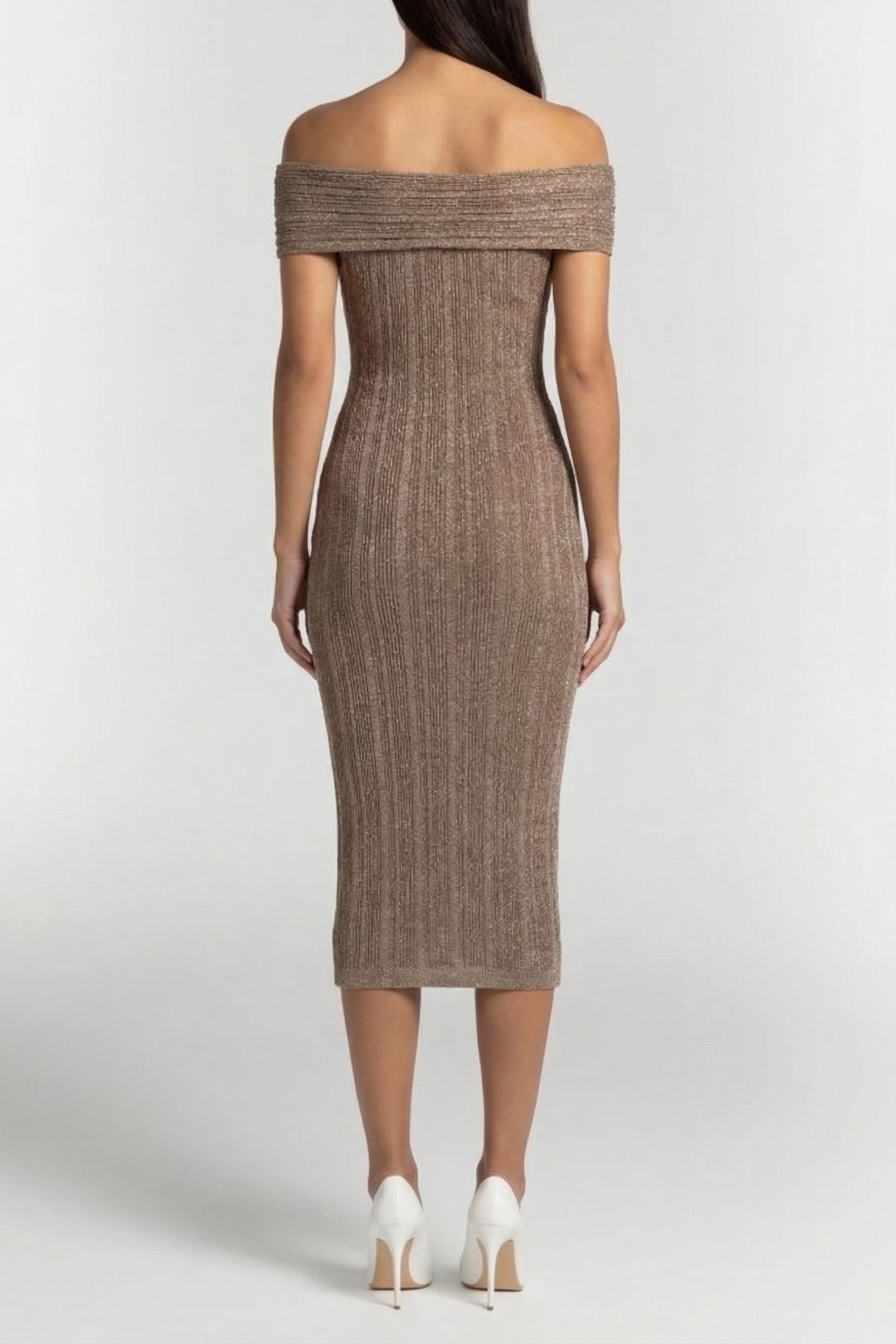 MARCIANO BY GUESS GIA RIBBED SWEATER DRESS NATURAL ALMOND 2