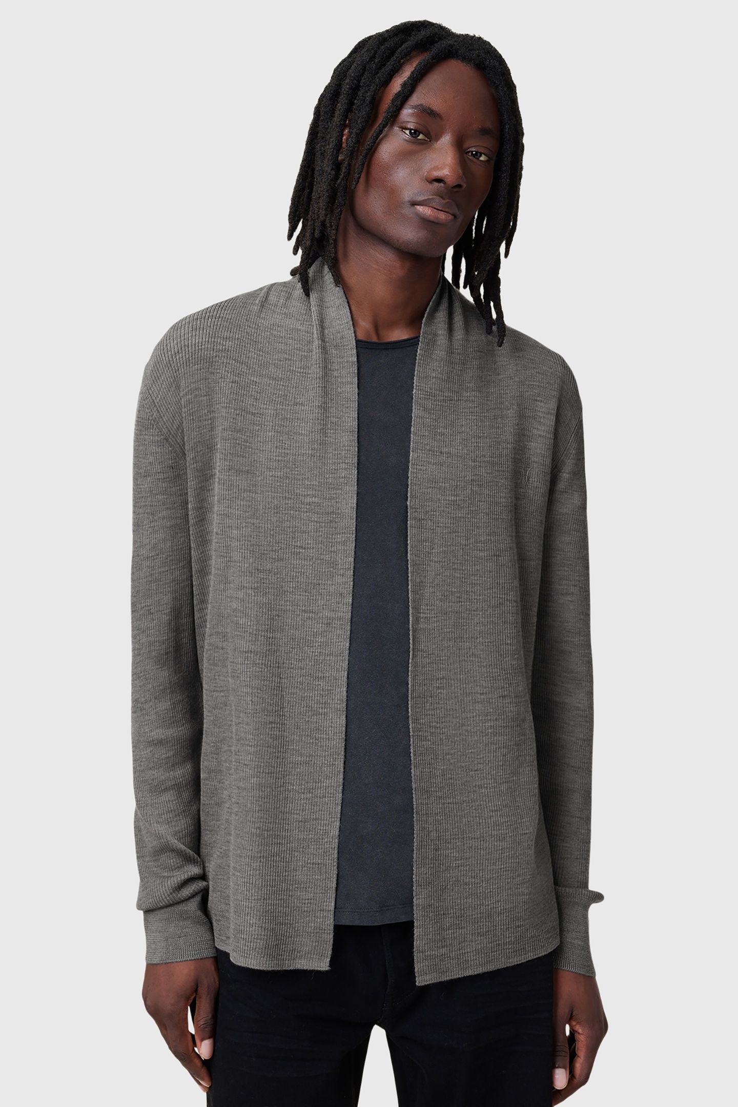 MODE MERINO OPEN CAR FOSSIL GREY 1