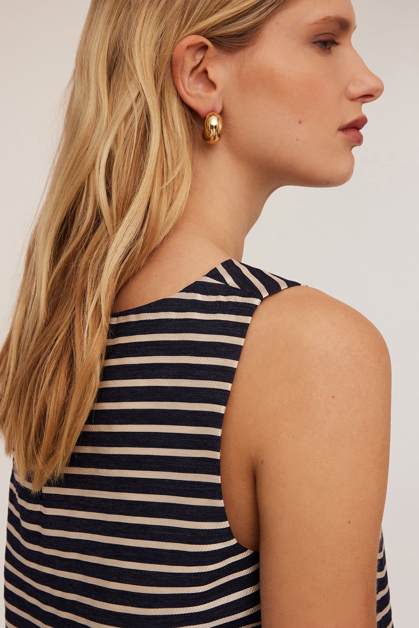 STRIPED SHEATH DRESS BLUE 4