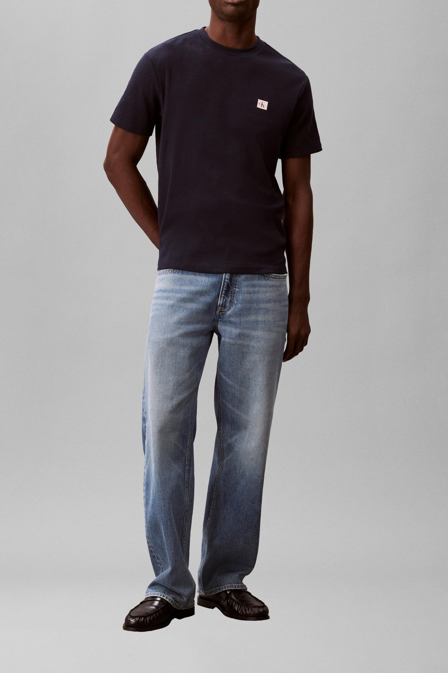 SS WAFFLE BADGE CREWNECK TEE DARK SAPPHIRE 1