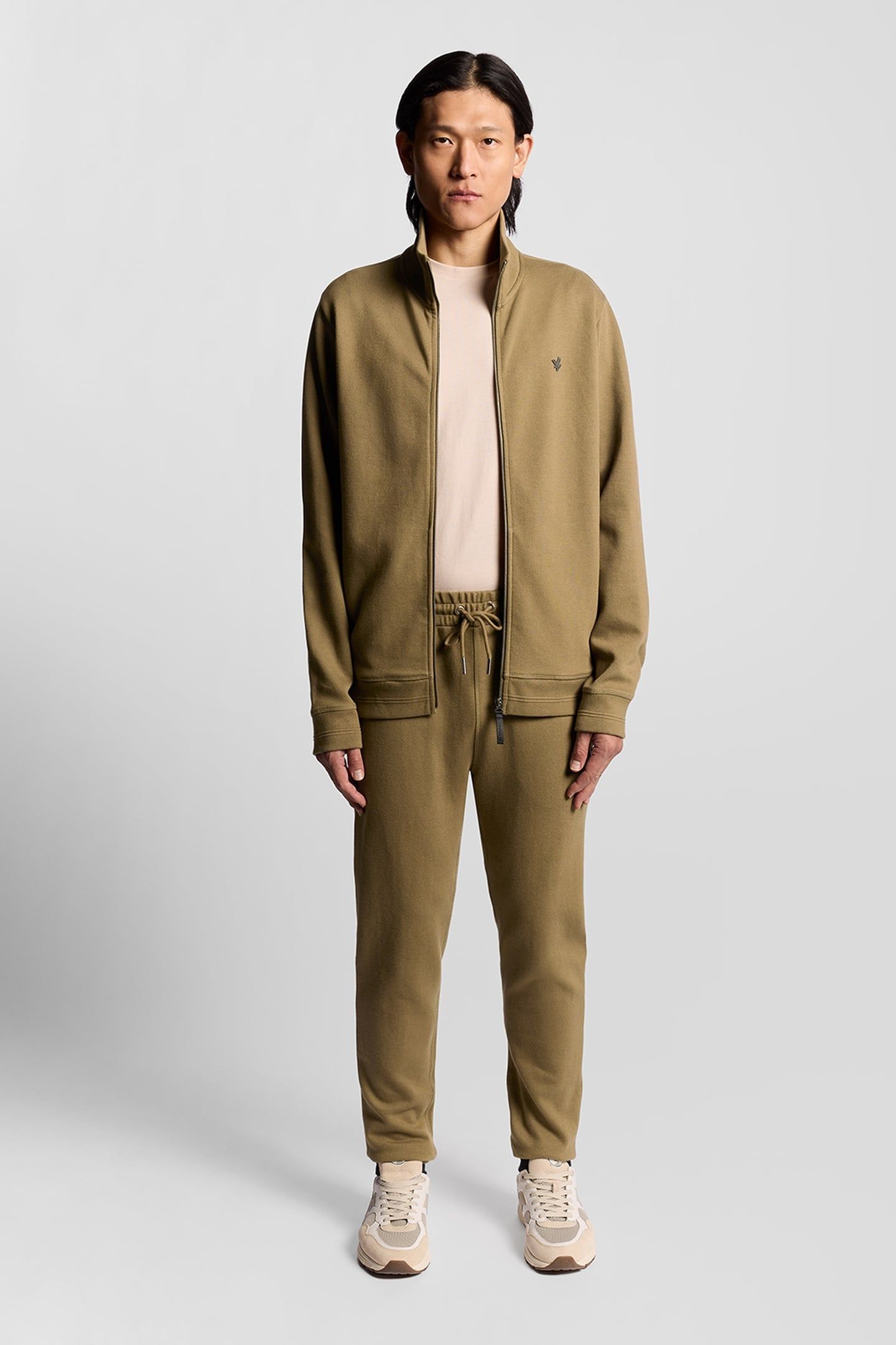DIAGONAL WEAVE ZIP THROUGH DUSKY GREEN 1