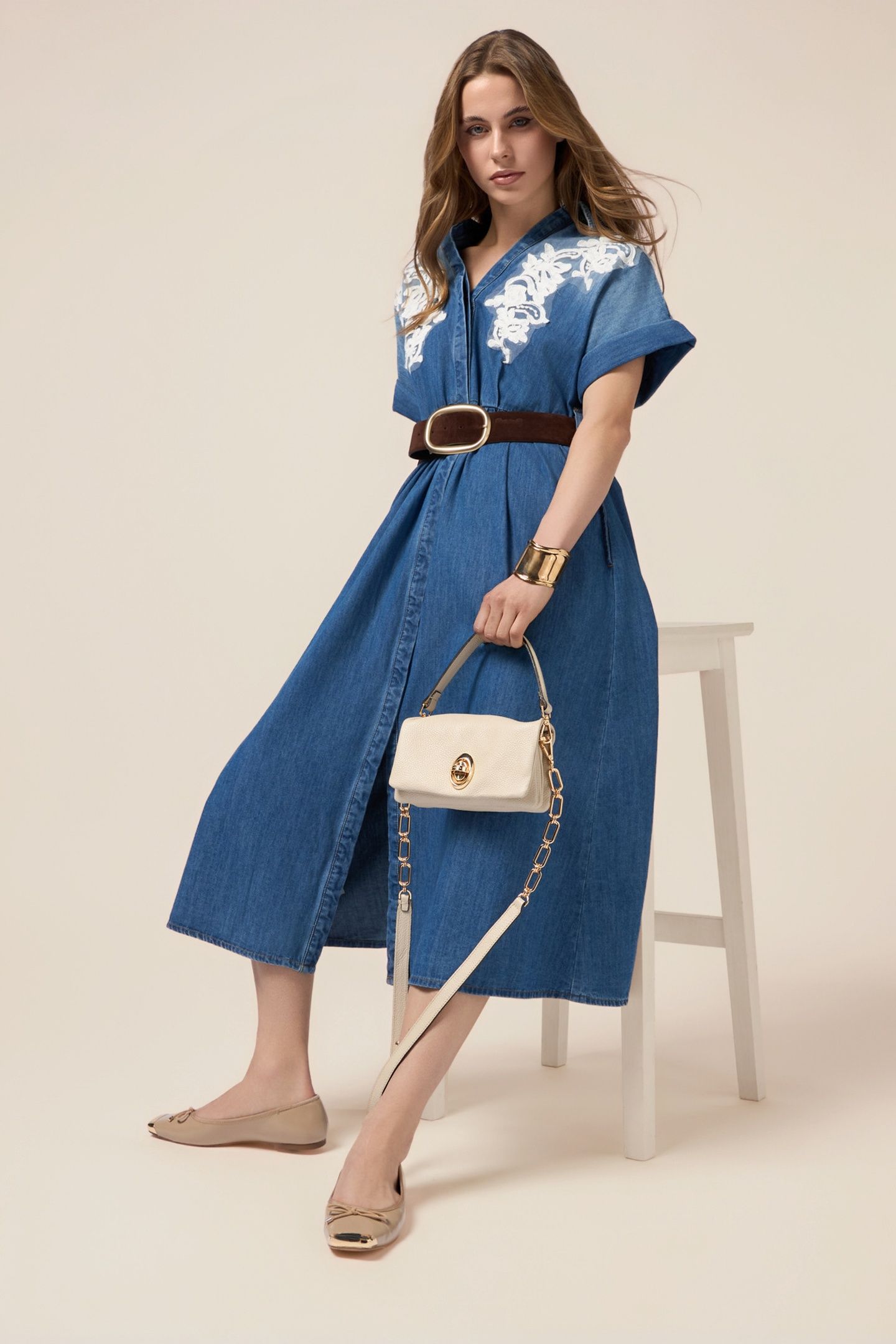 DENIM SHIRT WITH EMBROIDERY LIGHT BLUE 1