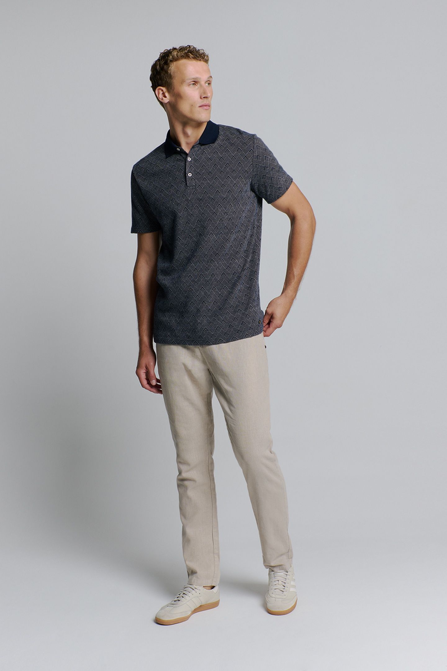 POLO 2 COLOURED JACQUARD DEEP BLUE 3
