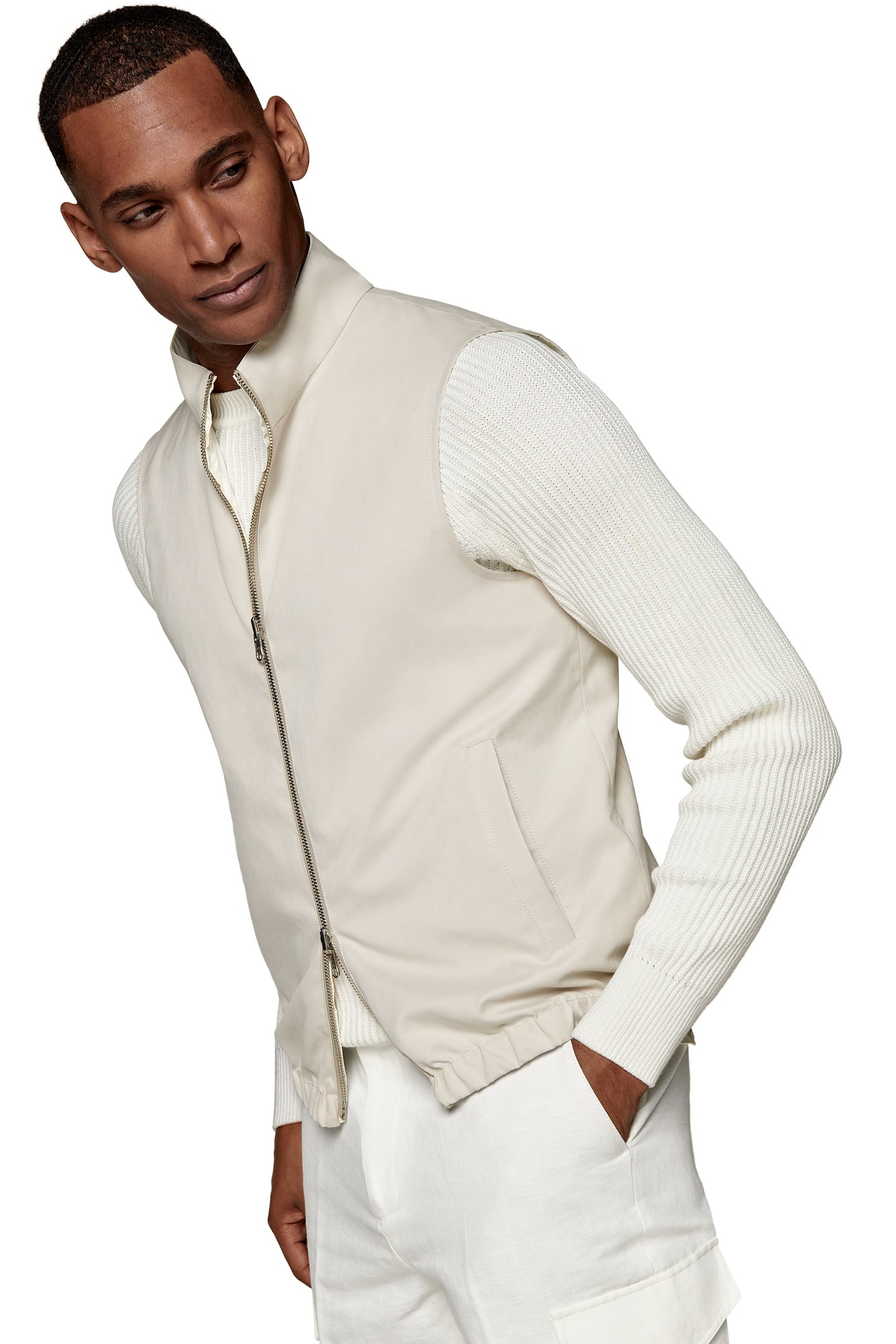 ZIP VEST-OFF-WHITE OFF-WHITE & SAND 1