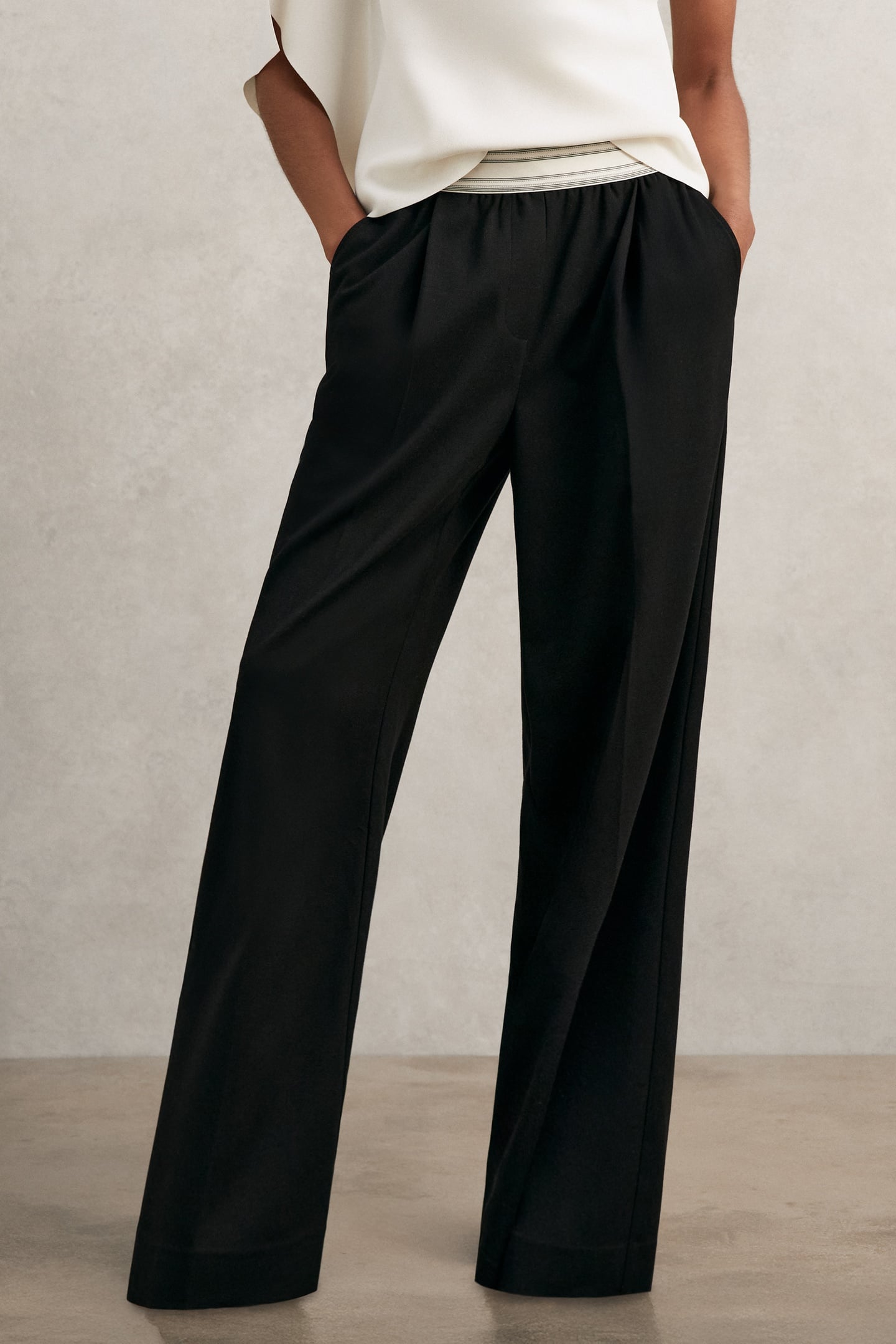 WAISTBAND WIDE LEG TROUSER BLACK 1