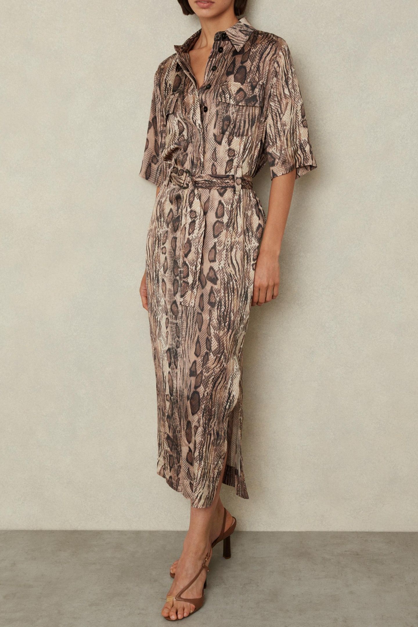 ANIMAL PRINT SHIRT DRESS NEUTRAL 1