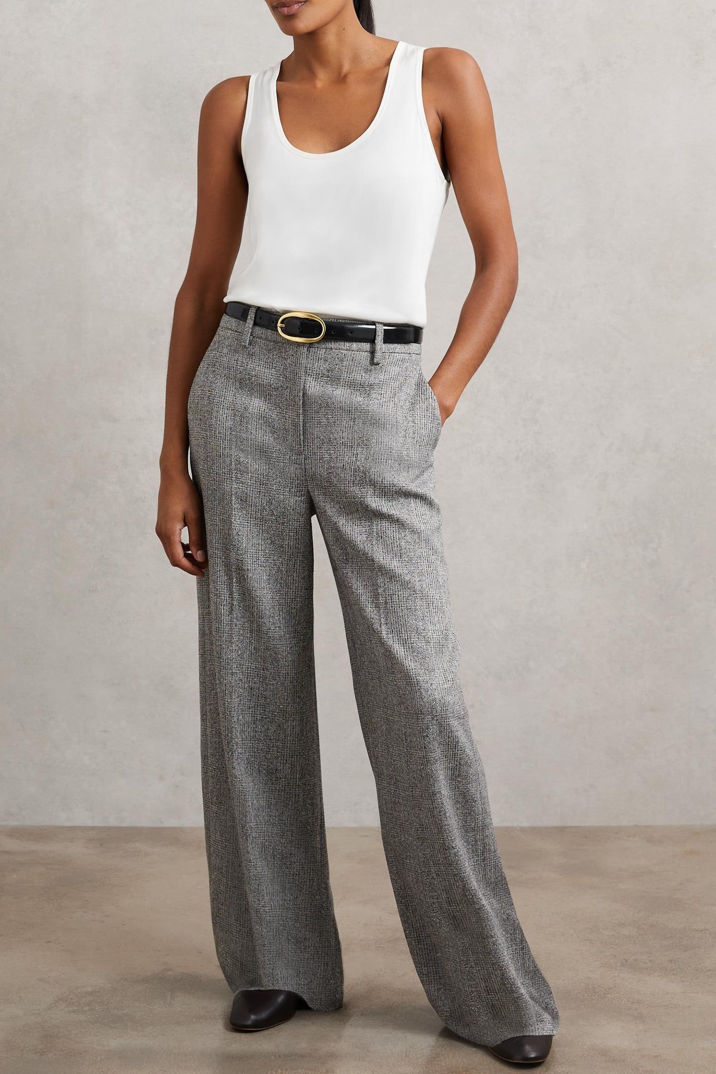TEXTURE WIDE LEG TROUSER GREY 1