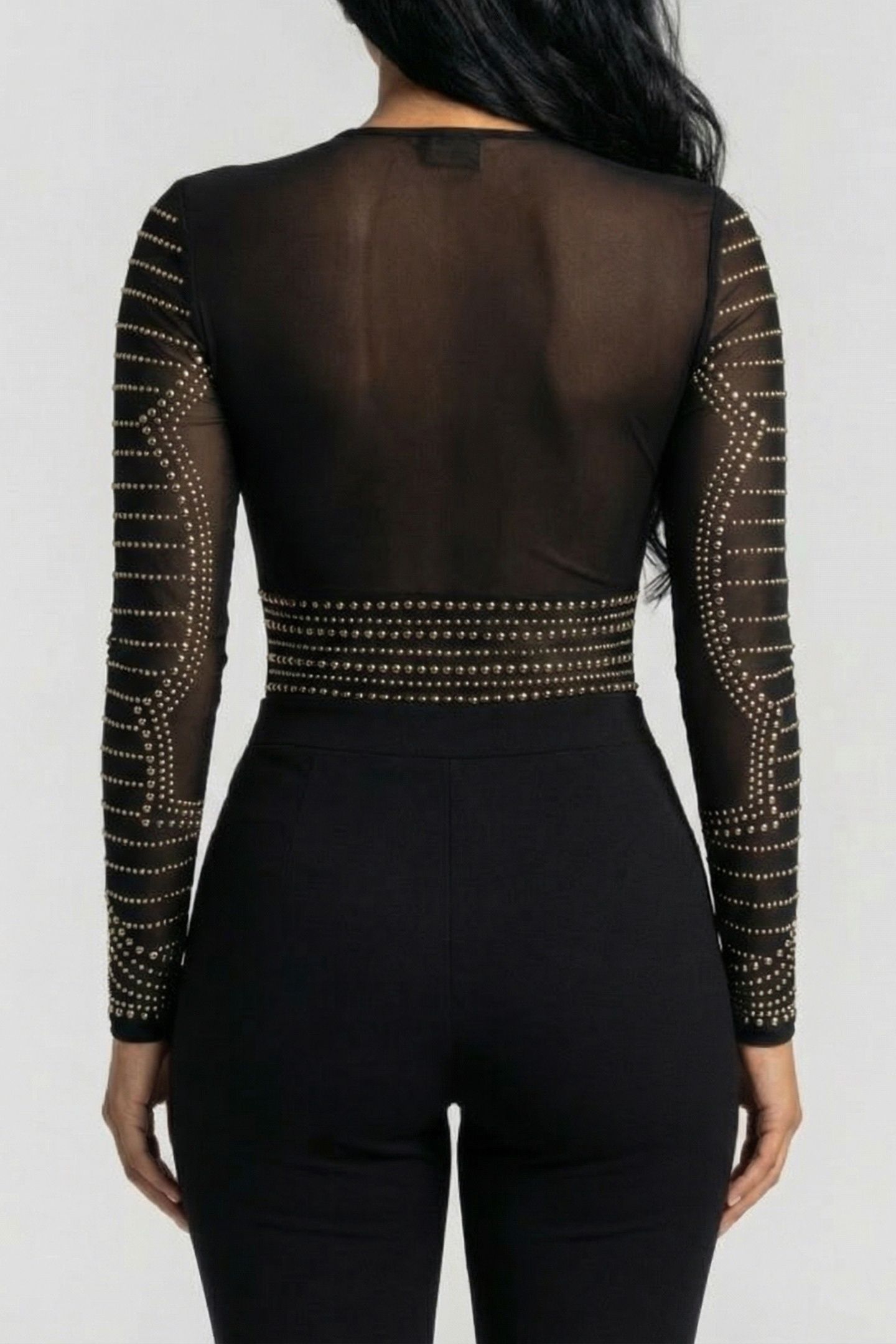 MARCIANO BY GUESS KRISTAL BODYSUIT JET BLACK MULTI 2